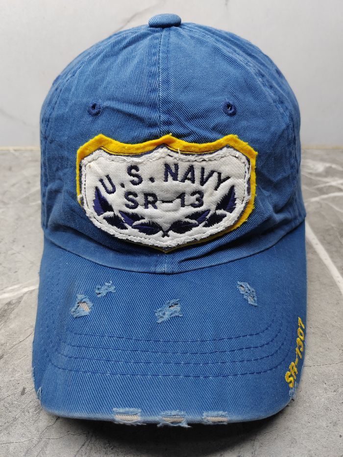 Japanese Brand Vintage US Navy Distressed Style Cap Hat Size ONE SIZE - 2 Thumbnail