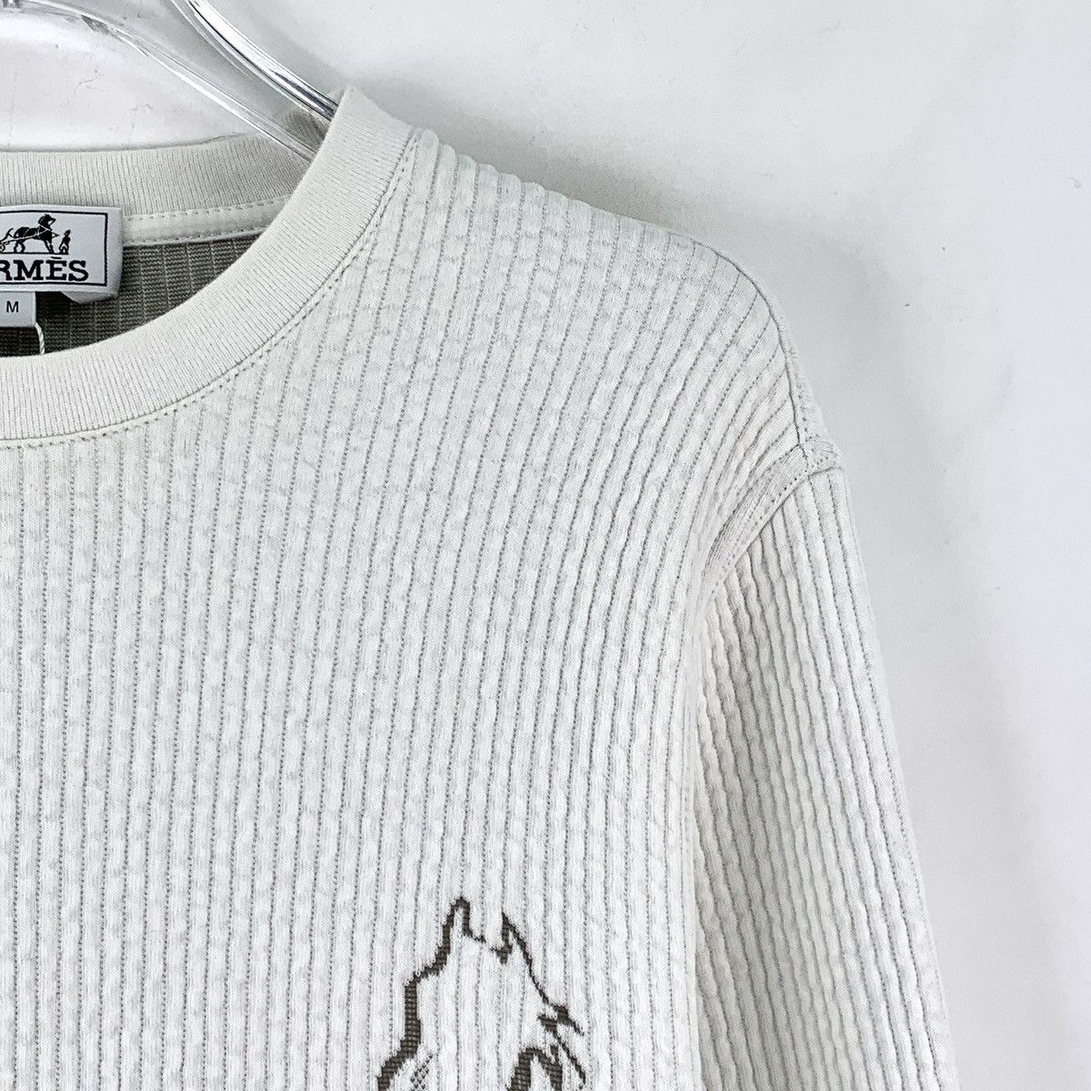 Hermes Hermes White Steed Totem Jacquard Crew Neck Sweatshirt K26WX Size M / US 6-8 / IT 42-44 - 3 Thumbnail
