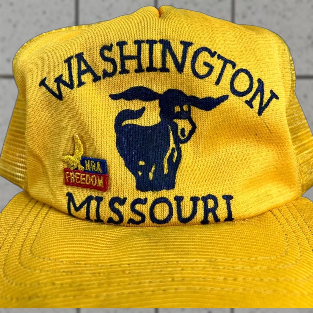 Vintage VINTAGE NRA Donkey Hat Yellow Snapback — Men One Size, Yellow, Foam Missing, Stains, Pre owned Size ONE SIZE - 1 Thumbnail