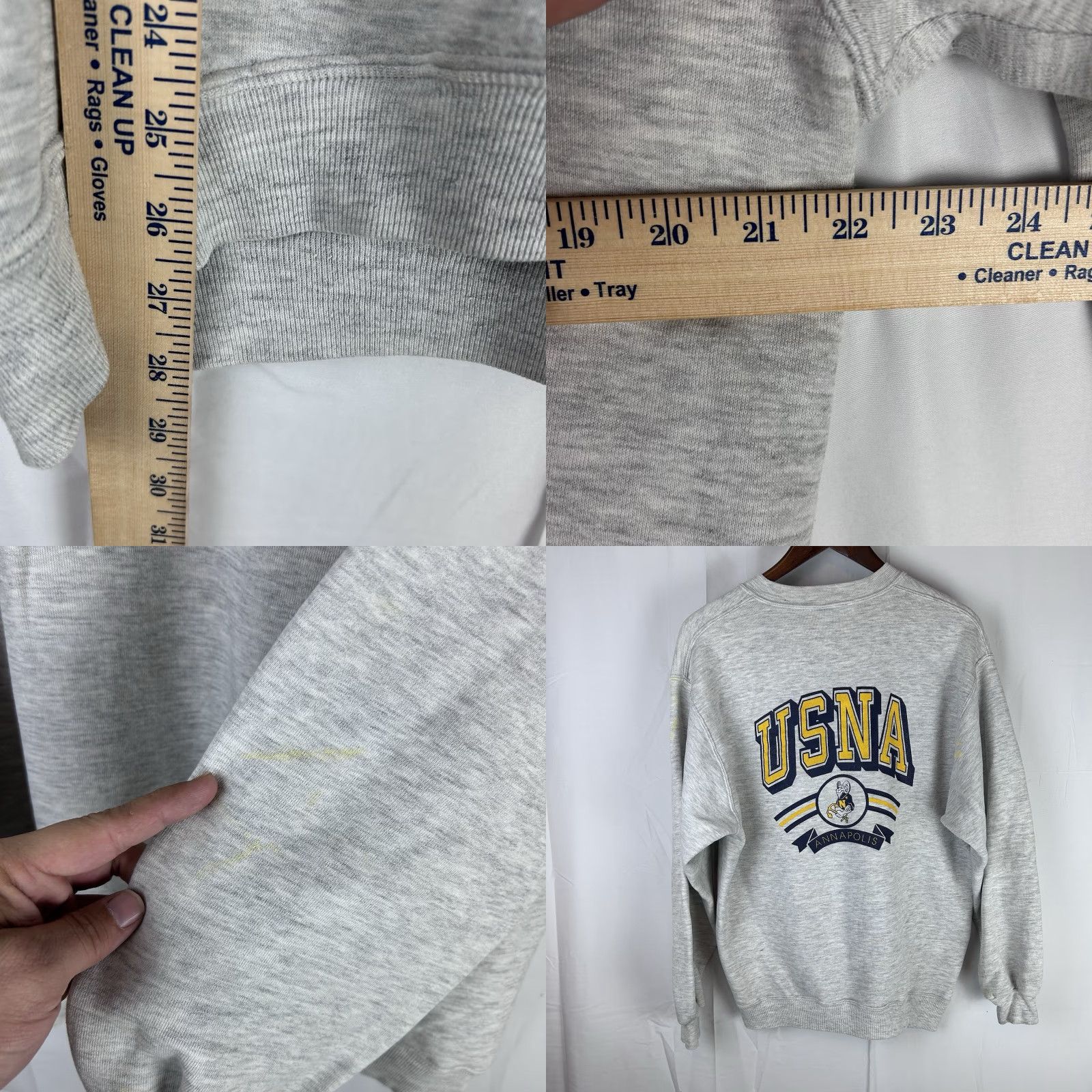 Velva Sheen VINTAGE UWSP Pointers USNA Annapolis Sweater XL Adult Gray Made USA Double Sided 70s 80s Mens Size US XL / EU 56 / 4 - 8 Thumbnail