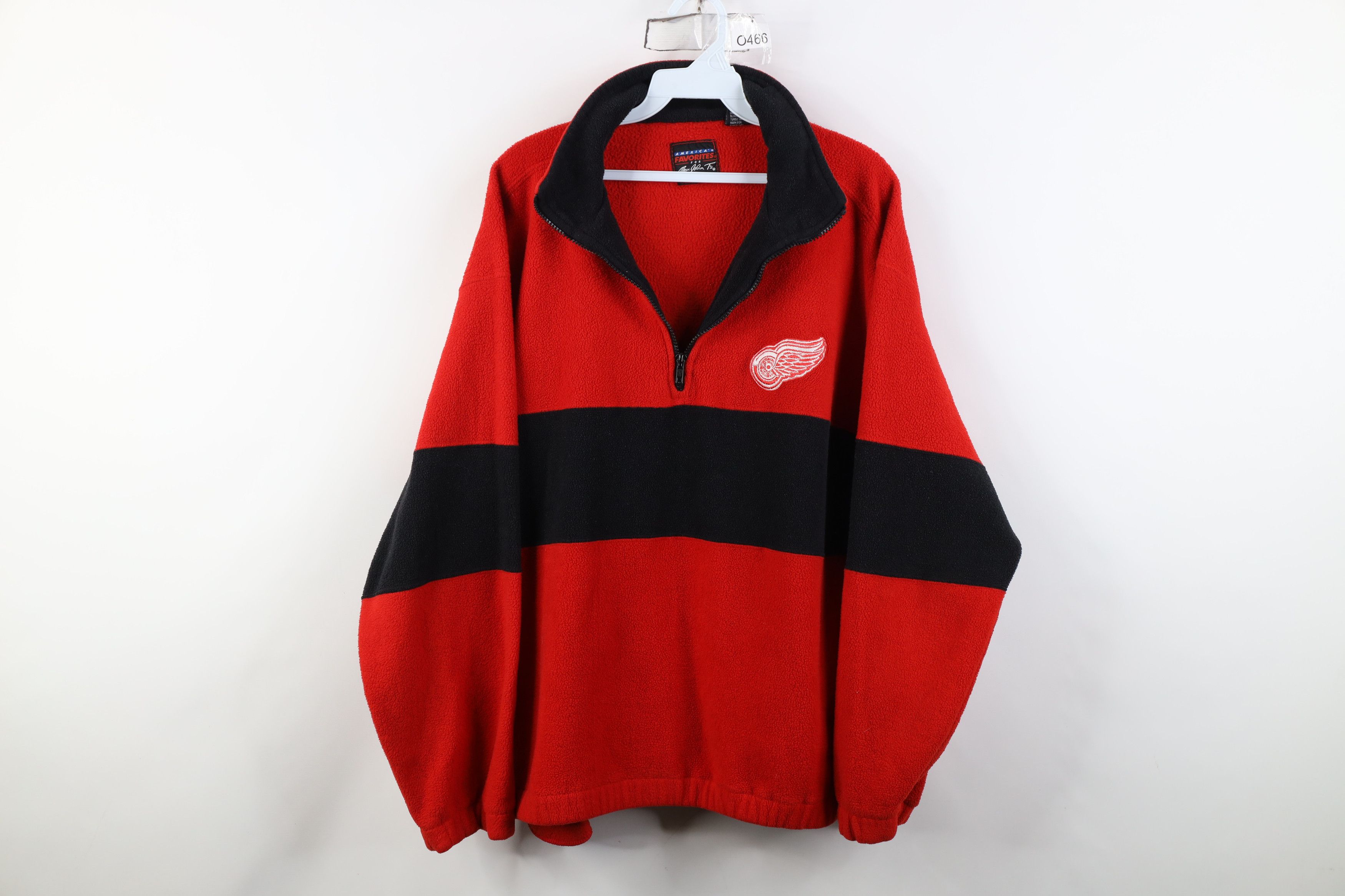 Vintage Vintage 90s Red Wings Hockey 1/4 1/2 Zip Fleece Sweater Red Size US L / EU 52-54 / 3 - 1 Thumbnail