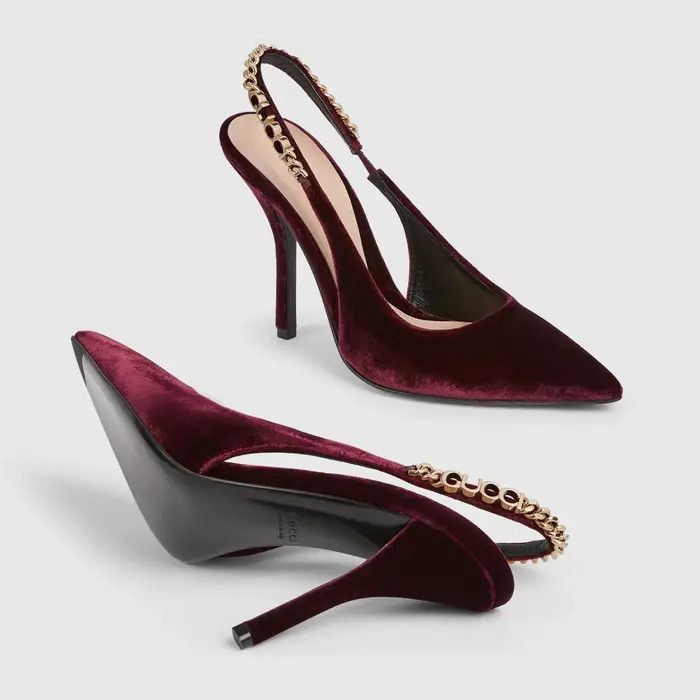 Gucci o1loc1c0326 835871 Gucci Signoria Slingback Pumps Bordeaux Size US 5 / IT 35 - 5 Thumbnail