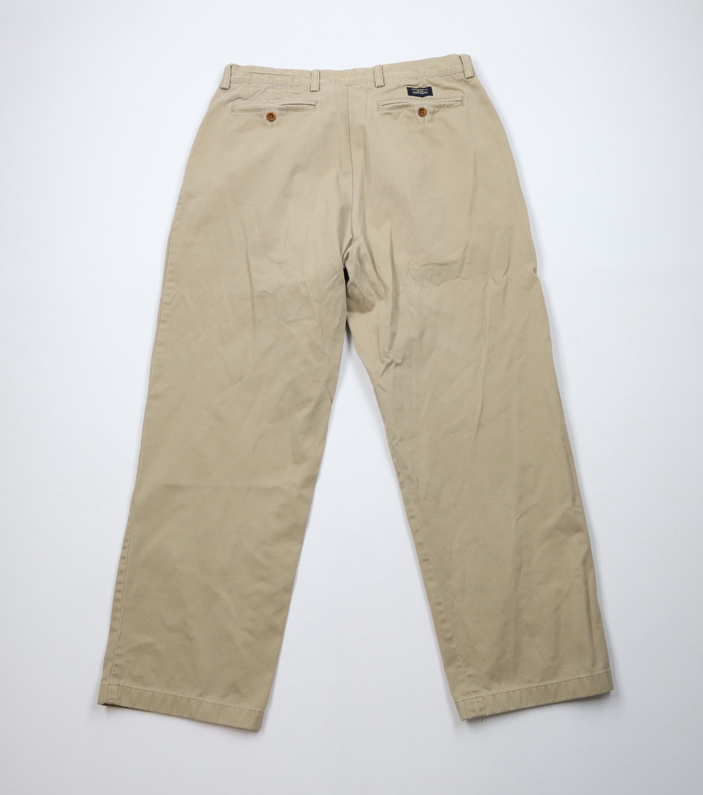 Nautica × Vintage Vintage 90s Y2K Nautica Wide Leg Chino Pants Beige Cotton Size US 36 / EU 52 - 11 Thumbnail