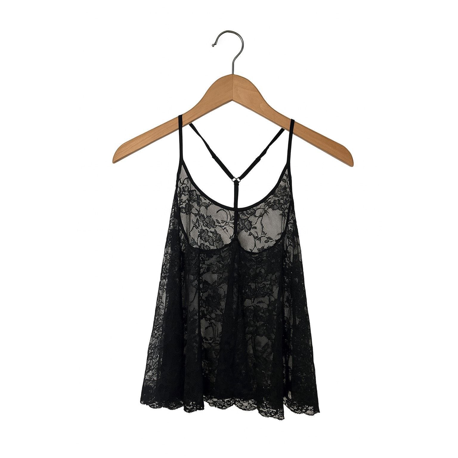 Divided H&M Divided Black Lace Sheer Flowy Tank Top Size 6 Adjustabl Size M / US 6-8 / IT 42-44 - 3 Thumbnail
