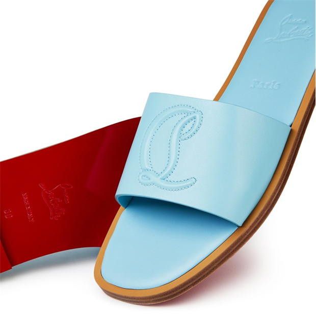 Christian Louboutin Cl Embossed Leather Mules Size US 11 / IT 41 - 6 Thumbnail