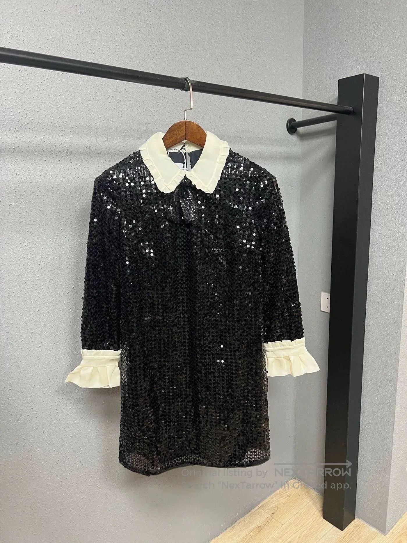 Miu Miu Miumiu Sequin Butterfly Collar Shirt Dress. Size S / US 4 / IT 40 - 1 Thumbnail