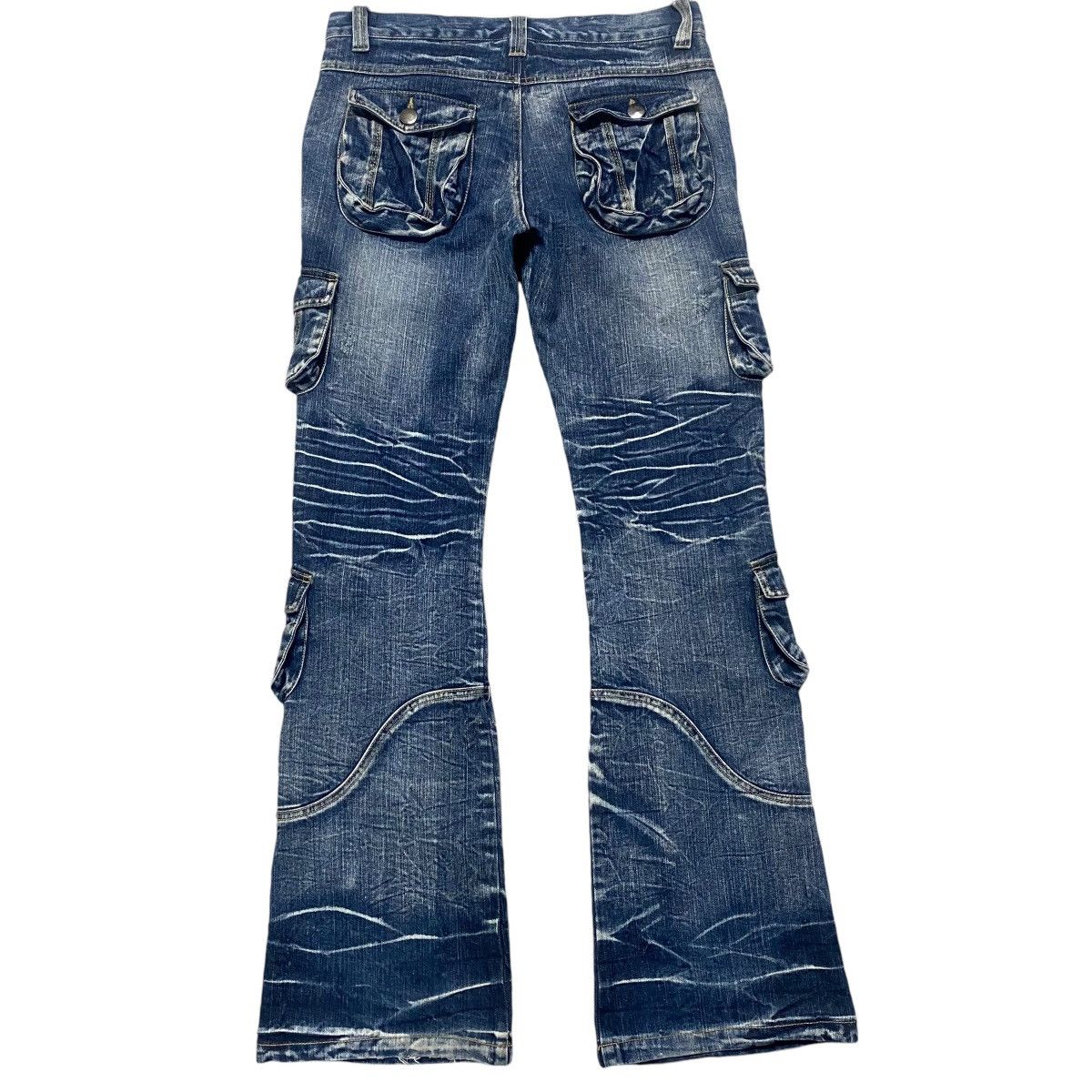 Japanese Brand Vintage TOPISM Denim Super Flare Cargo Pants Size US 34 / EU 50 - 2 Thumbnail