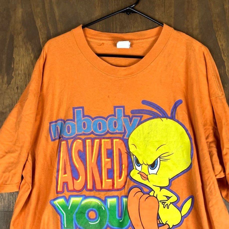 Vintage VINTAGE Looney Tunes TShirt Orange Tweety Bird 100% Cotton 22W/24W Shirt Women Crew Neck Short Sleeve Size 3XL / US 20-22 - 2 Thumbnail