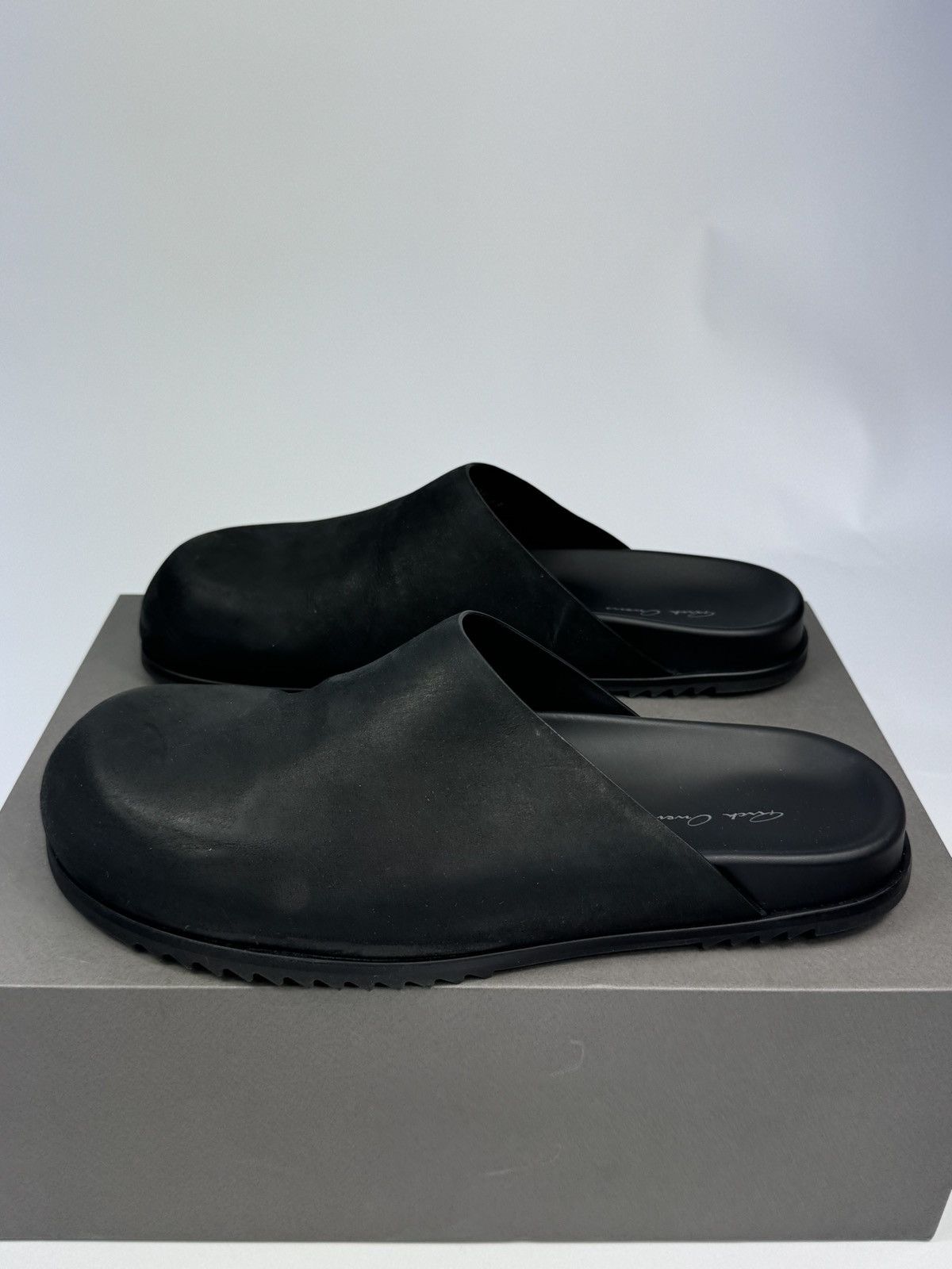 Rick Owens BLACK LEATHER SLIP ON MULES Size US 10 / EU 43 - 2 Thumbnail