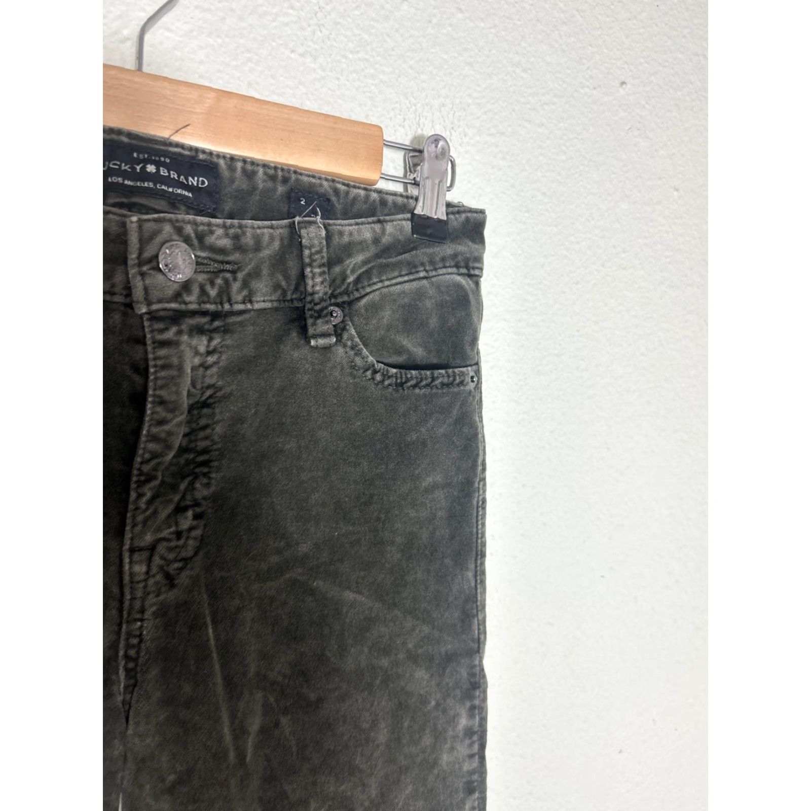 Lucky Brand LUCKY BRAND Olive Mottled Crushed Velvet AVA SUPER SKINNY Jeans 2/26 Women Regular Zip 29in Inseam Khaki Green Size 26" / US 2 / IT 38 - 5 Thumbnail