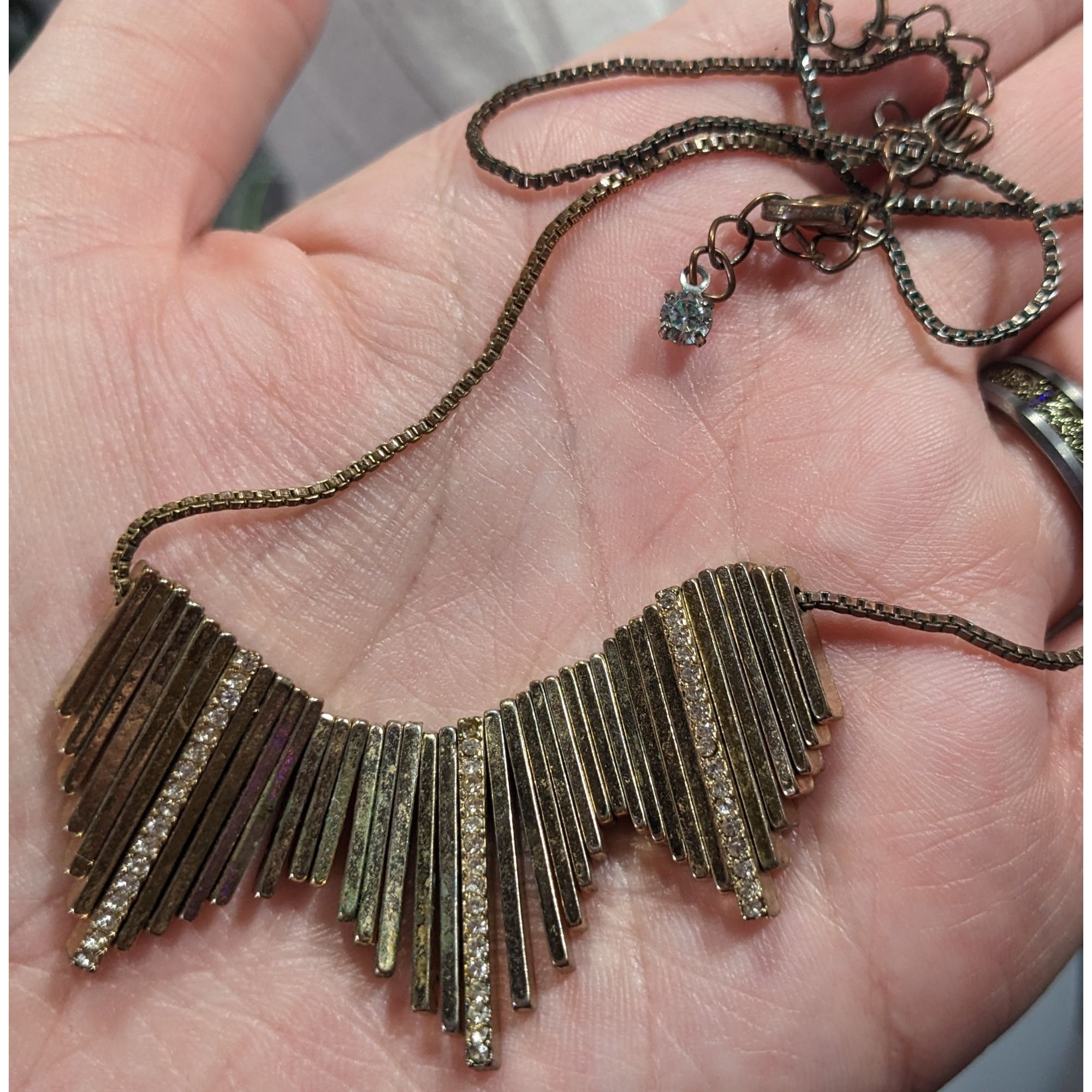 Other Elegant Glam Staggered Metal Fringe Necklace With Rhinestone Size ONE SIZE - 5 Thumbnail