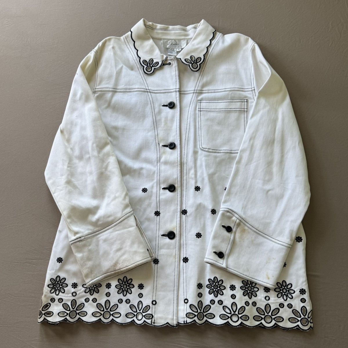 Other Vintage Cotton Embroidered Floral Shirt Jacket Size XL / US 12-14 / IT 48-50 - 2 Thumbnail