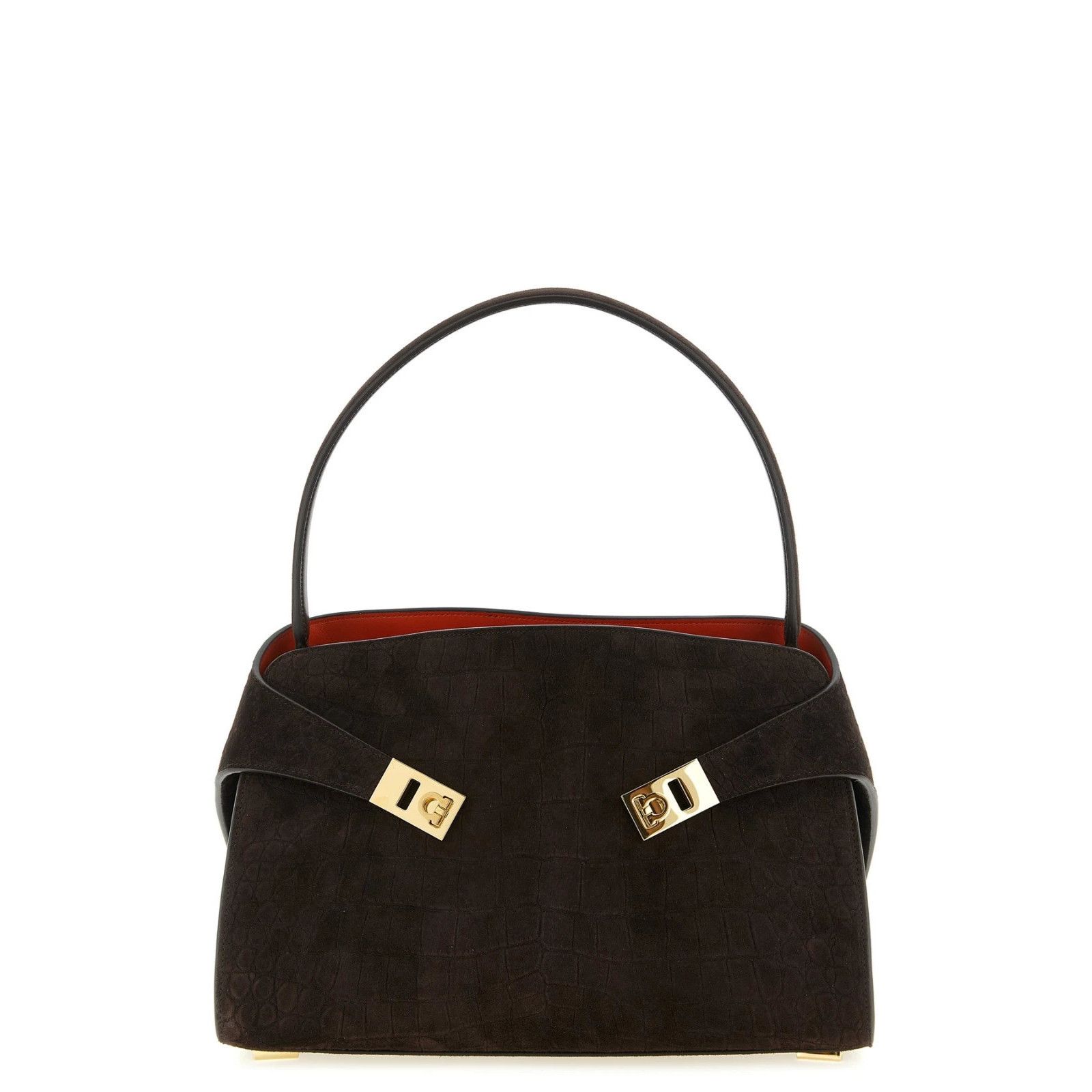 Salvatore Ferragamo Ferragamo Soft Brown Textured Leather Hug Shoulder Bag New &, Women's