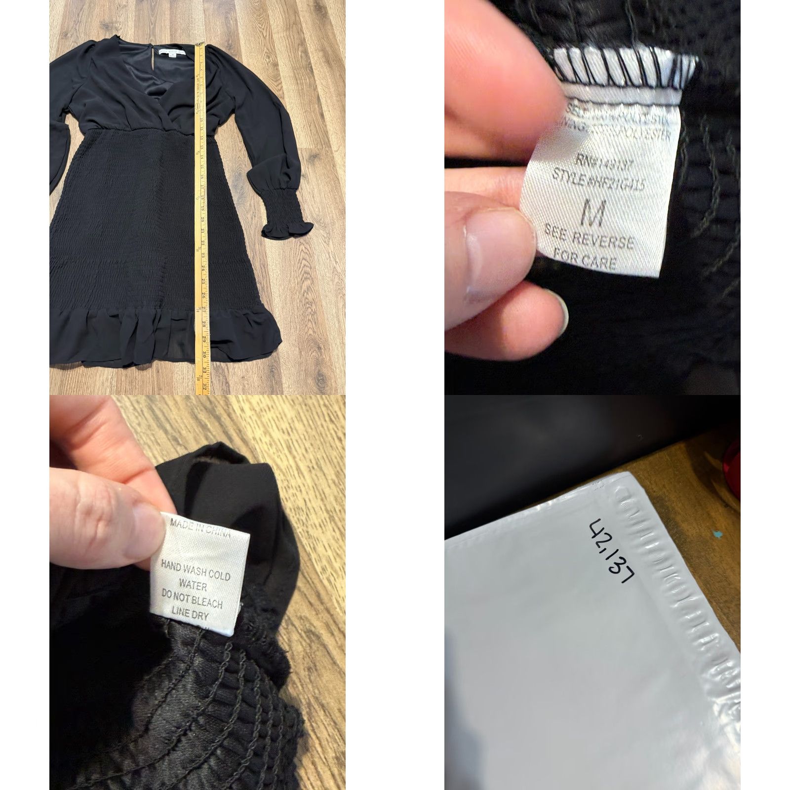 Vintage **Hyfve Women's Black Long Sleeve V-neck Ruffle Hem Medium Dress** User: Hyfve Women's Black Long Sleeve V-neck Ruffle Hem Medium Dress Size M / US 6-8 / IT 42-44 - 8 Thumbnail