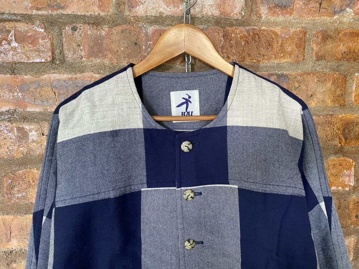 Hai Sporting Gear × Issey Miyake × Japanese Brand 1990s Issey Miyake Check fringe hem wool jacket Size US M / EU 48-50 / 2 - 3 Thumbnail