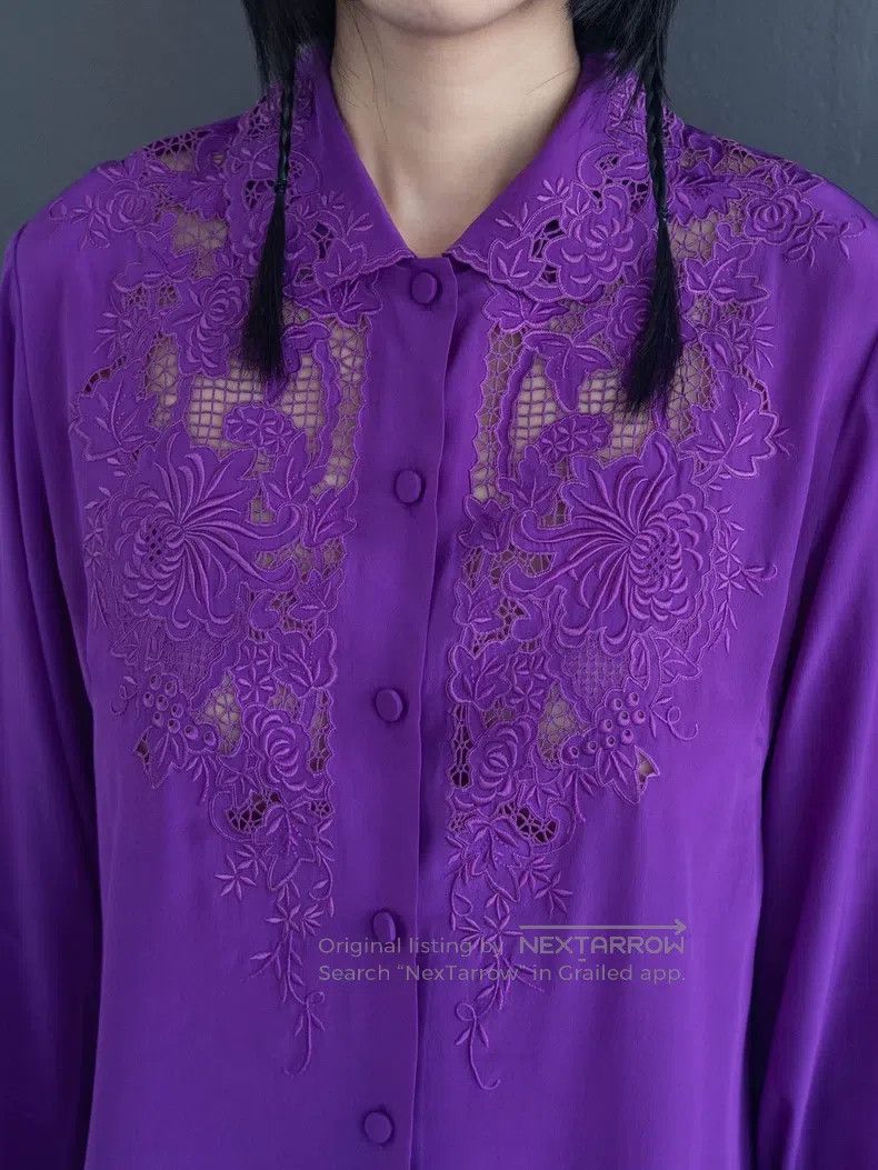 Comme des Garcons Comme Des Garcons Early hand-embroidered purple silk shirt Size M / US 6-8 / IT 42-44 - 4 Thumbnail