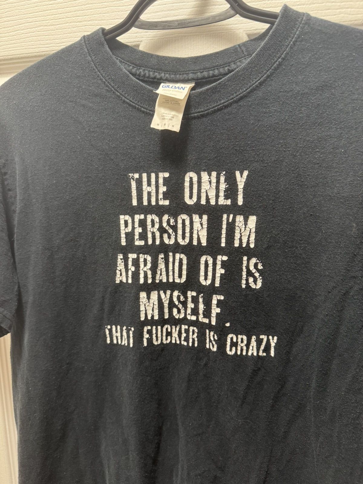 Gildan × Vintage Gildan Funny Text Vintage Crazy Fucker Afraid Meme Vintage Size US M / EU 48-50 / 2 - 3 Thumbnail