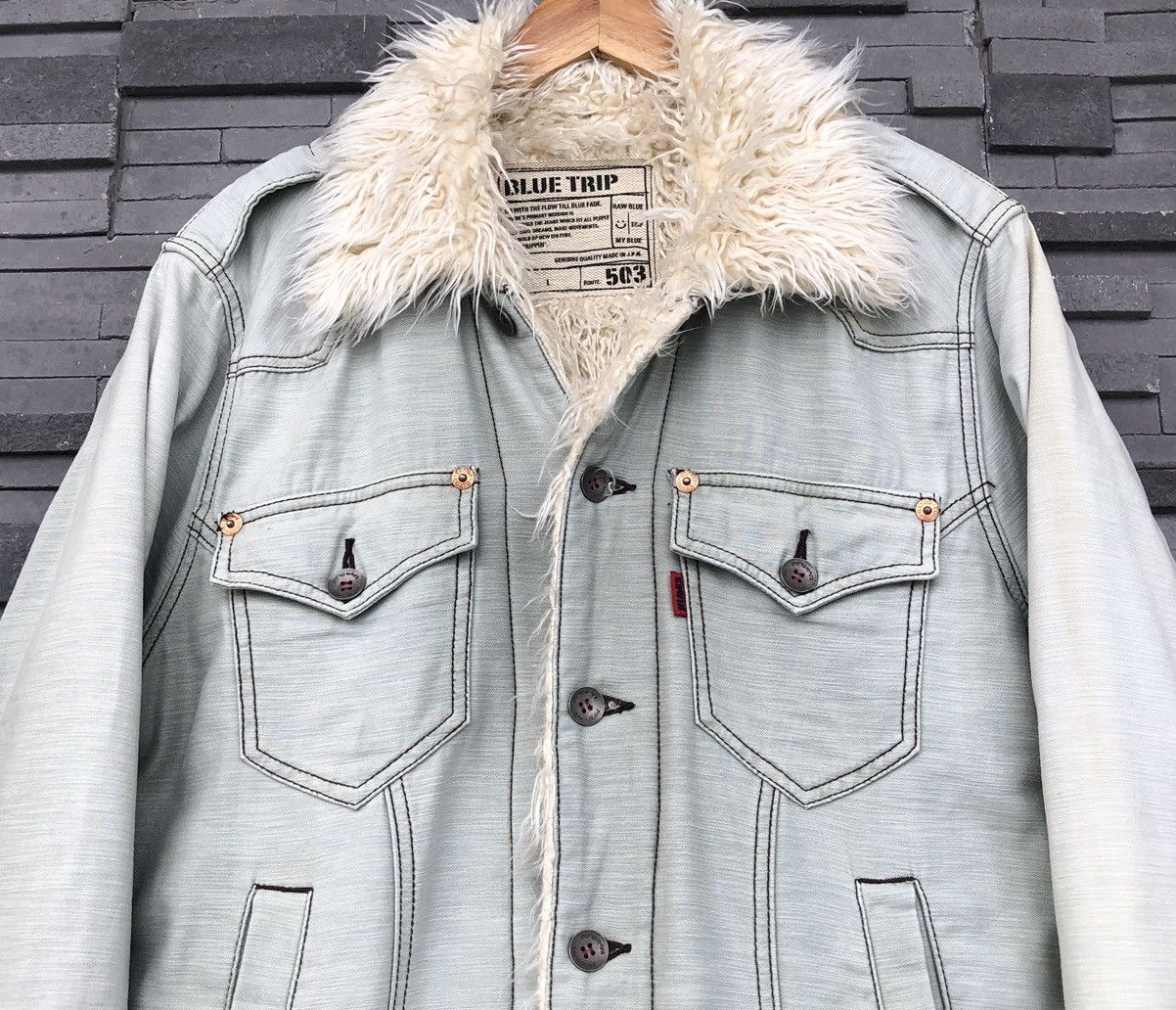 Vintage Vintage Edwin Faux Fur Lining Shearling Denim Jacket Size US L / EU 52-54 / 3 - 2 Thumbnail