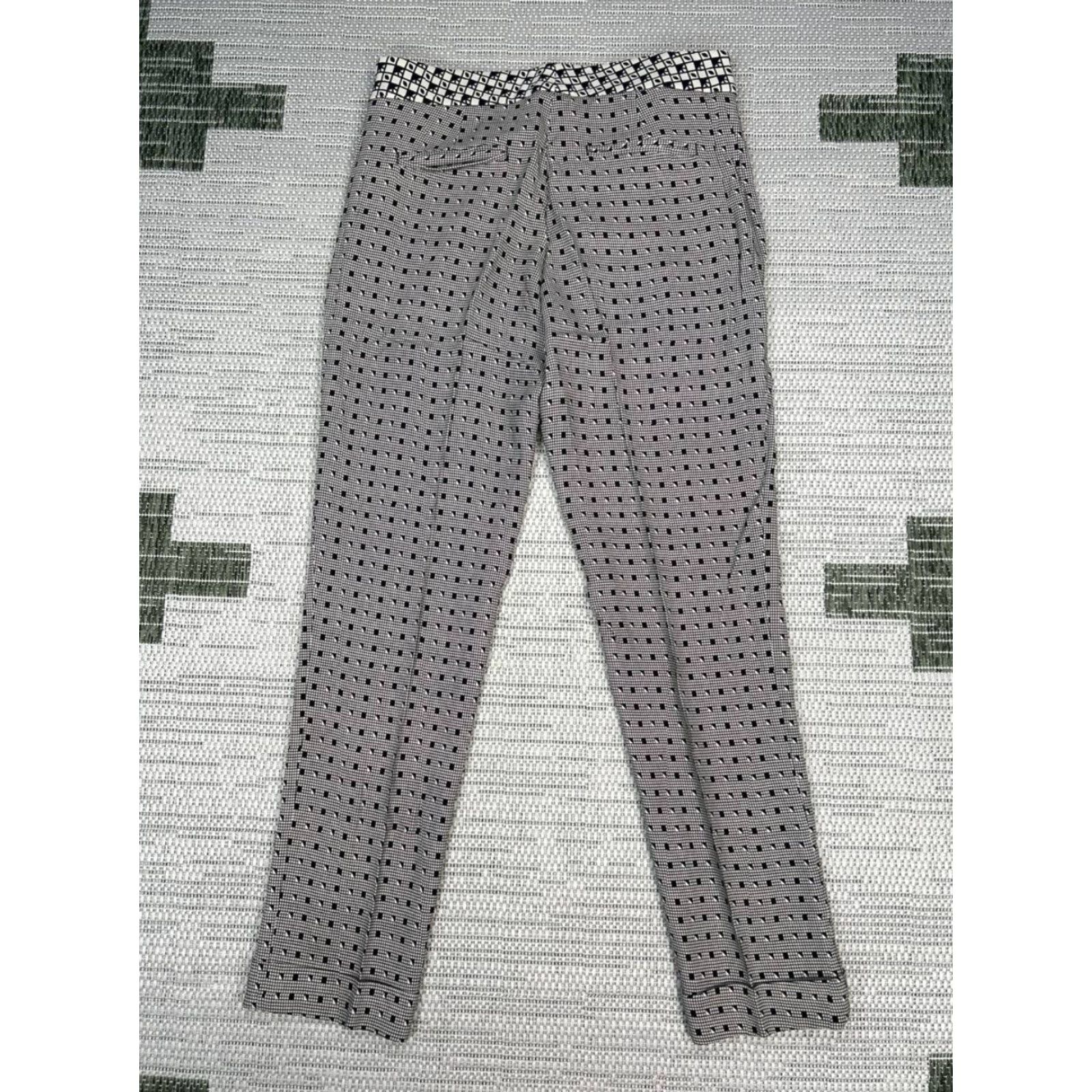 Etro ETRO Cigarette Pants Women 44 Gray Geometric Mid Rise Straight Chino with Stretch, Button, Zipper, Viscose, Dry Clean Only Size 30" / US 8 / IT 44 - 2 Thumbnail