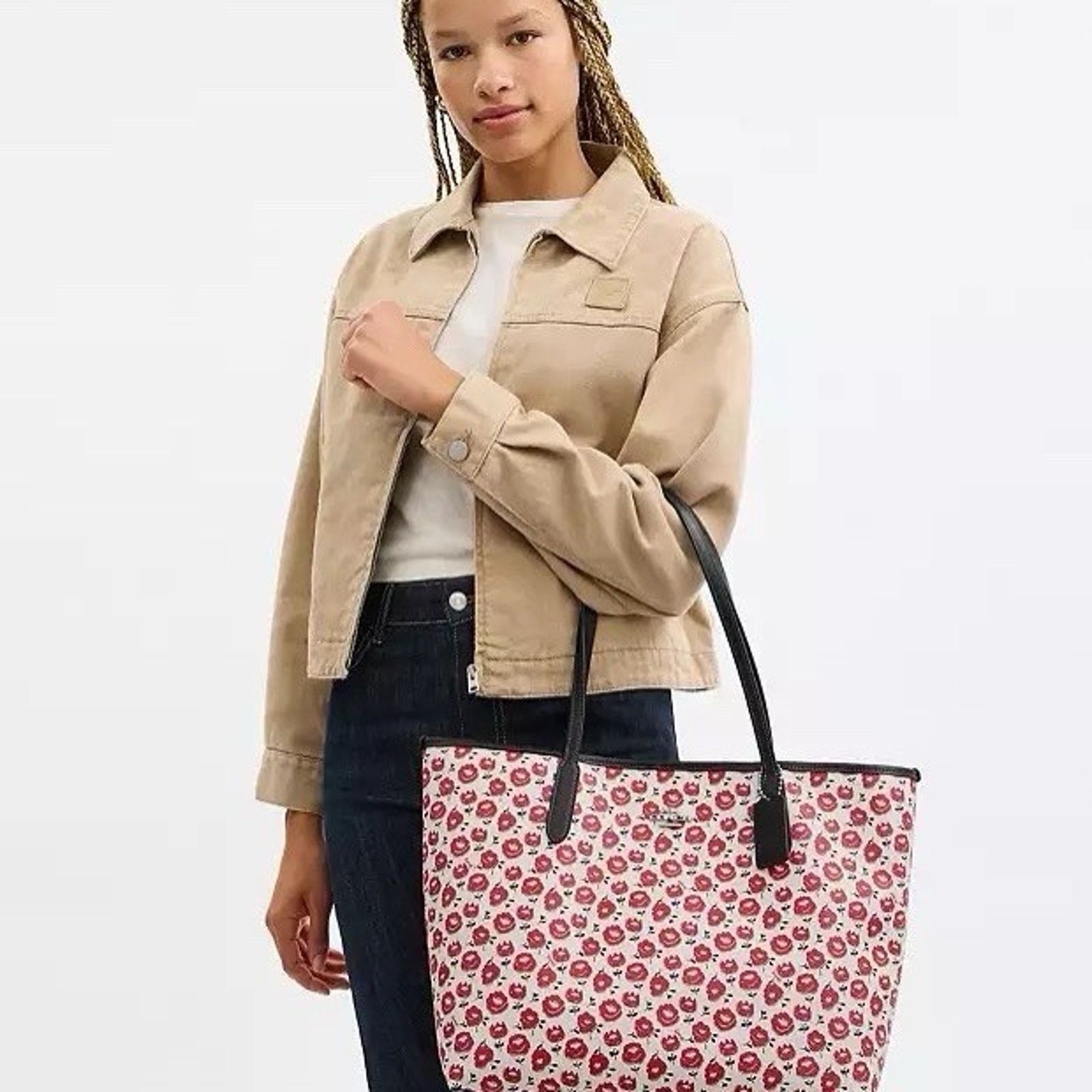 Coach NWT COACH City Tote Bag Floral Silver/Chalk/Black CBI50 Size ONE SIZE - 6 Thumbnail