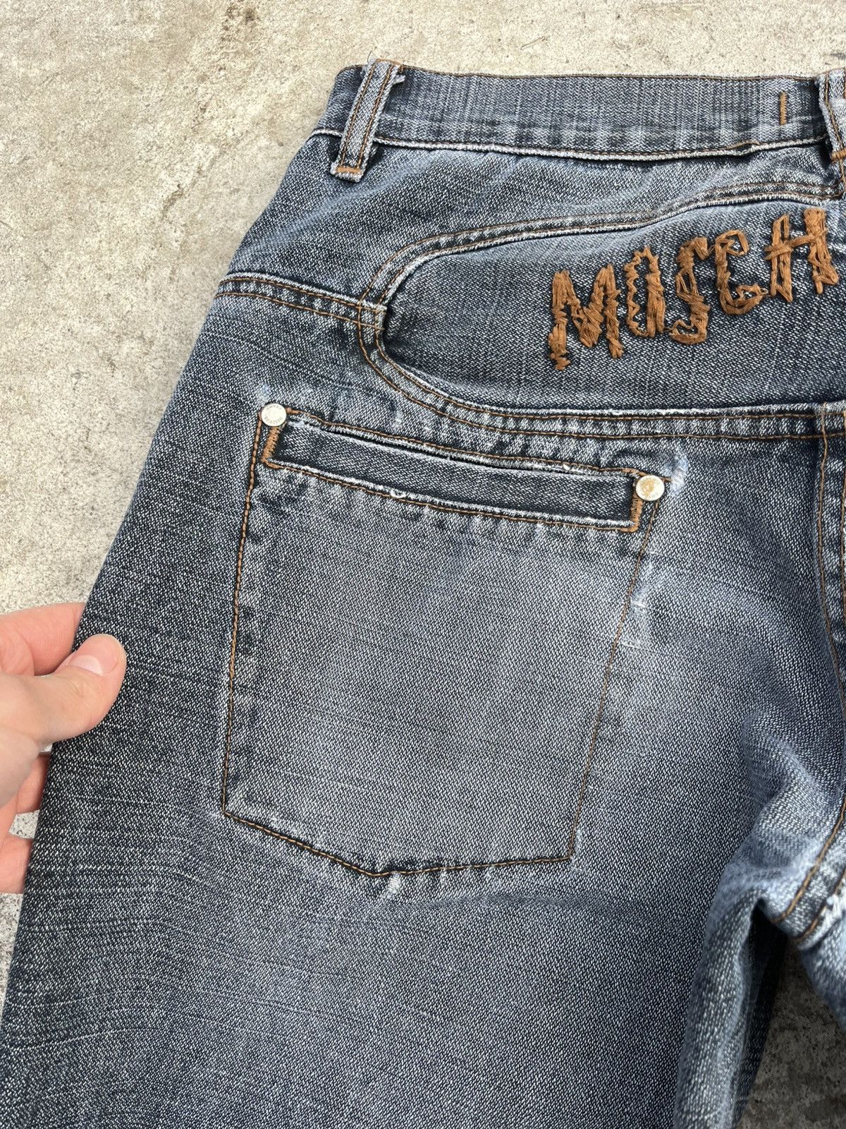 Japanese Brand × Moschino Moschino Vintage Big Logo Faded Distressed Denim Jeans Y2K Size US 30 / EU 46 - 6 Thumbnail