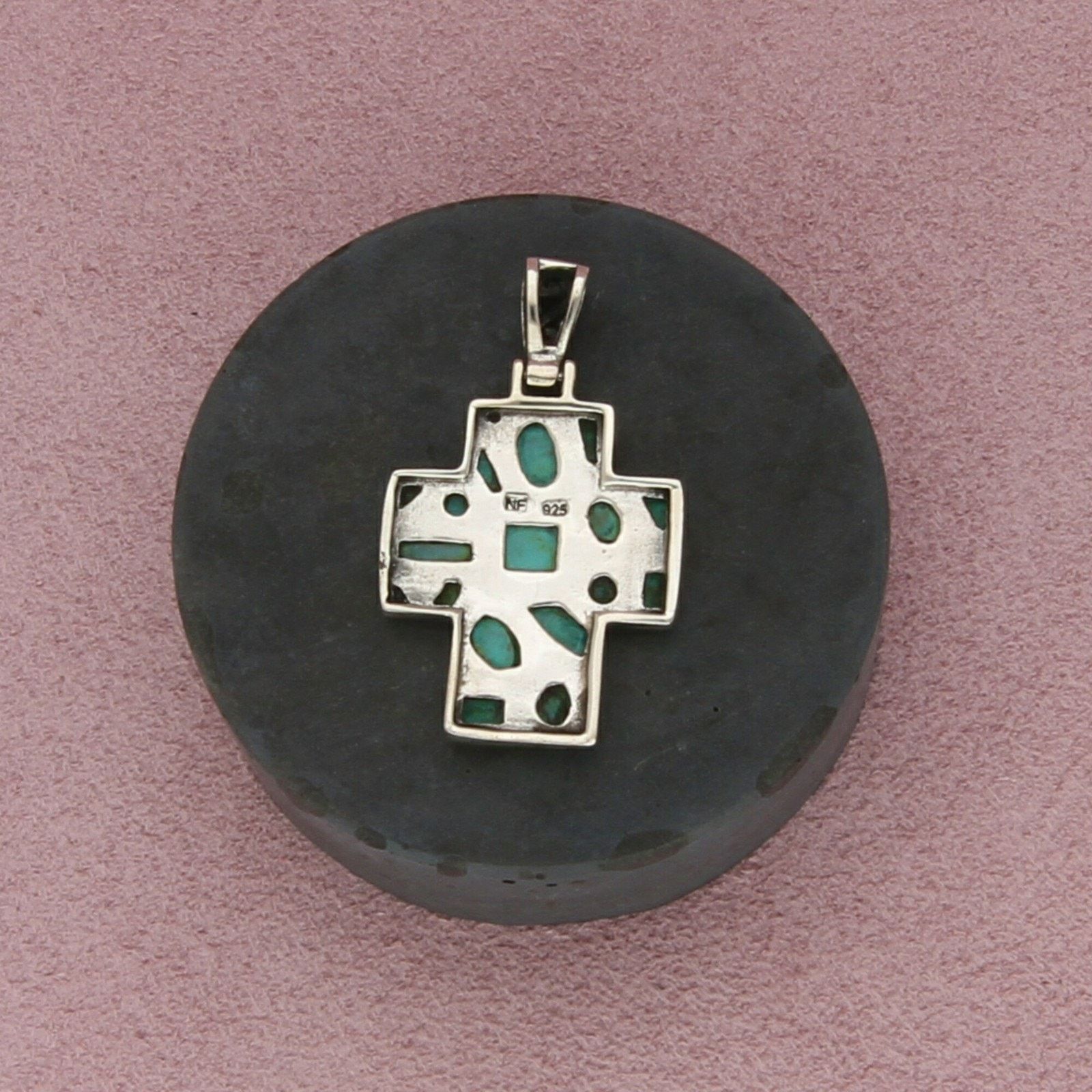 Sterling Silver sterling silver turquoise cluster cross pendant Size ONE SIZE - 2 Thumbnail