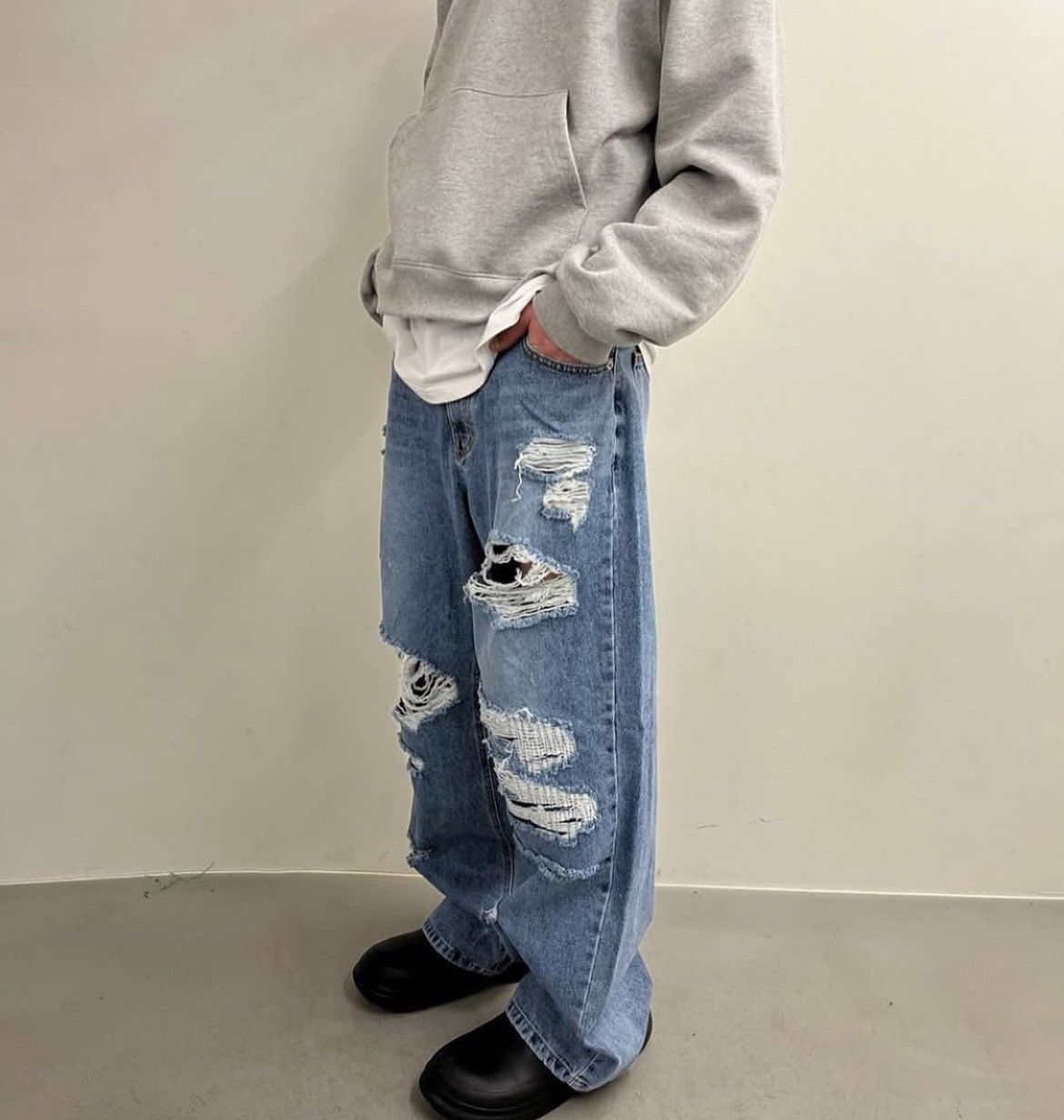 Hysteric Glamour MUSE Ripped Washed Wide Denim Pants Size US 32 / EU 48 - 9 Thumbnail