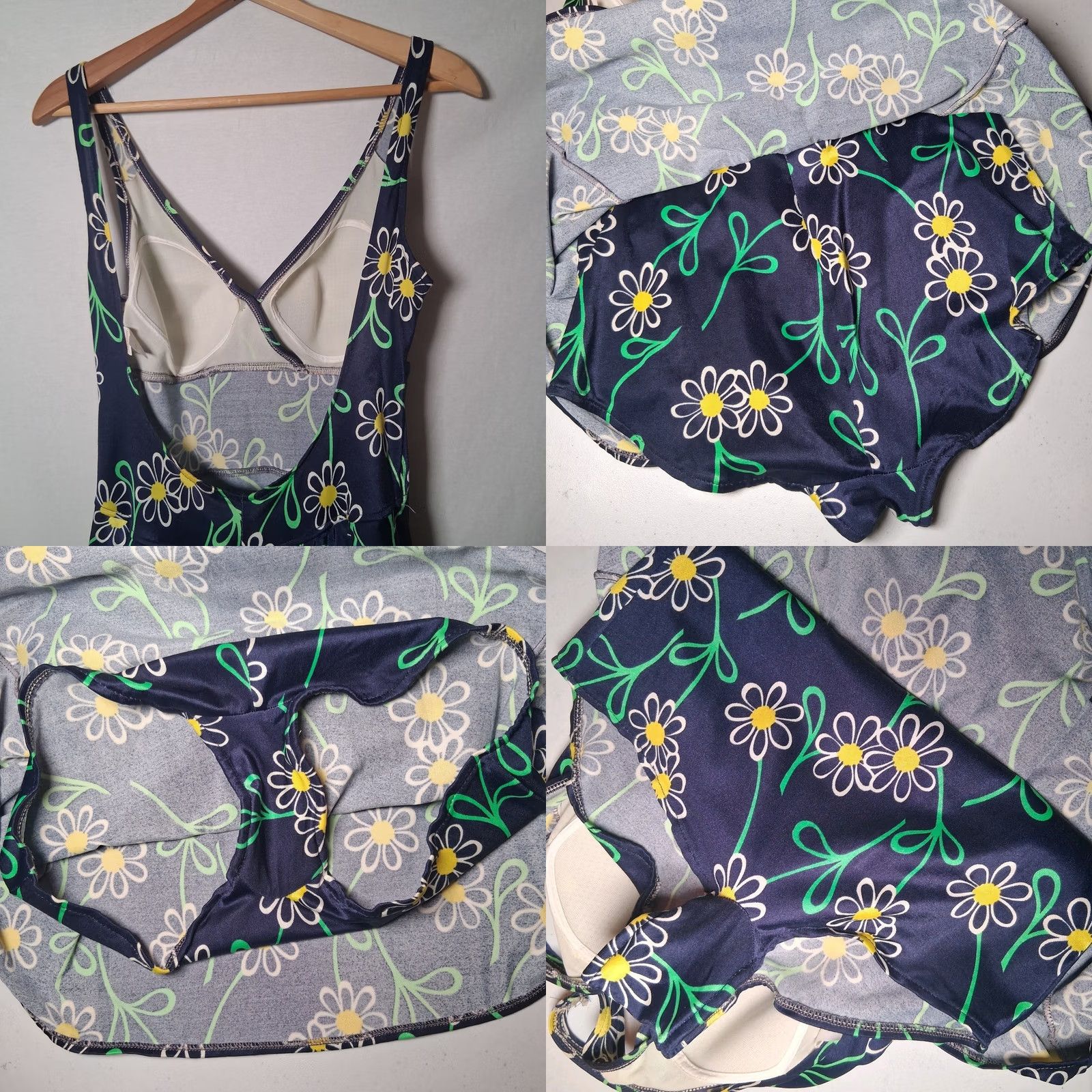 Jantzen VINTAGE Jantzen Bathing Suit Dress Blue Daisy Flowers 16 60s 70s USA Size XXL / US 16-18 / IT 52-54 - 9 Thumbnail