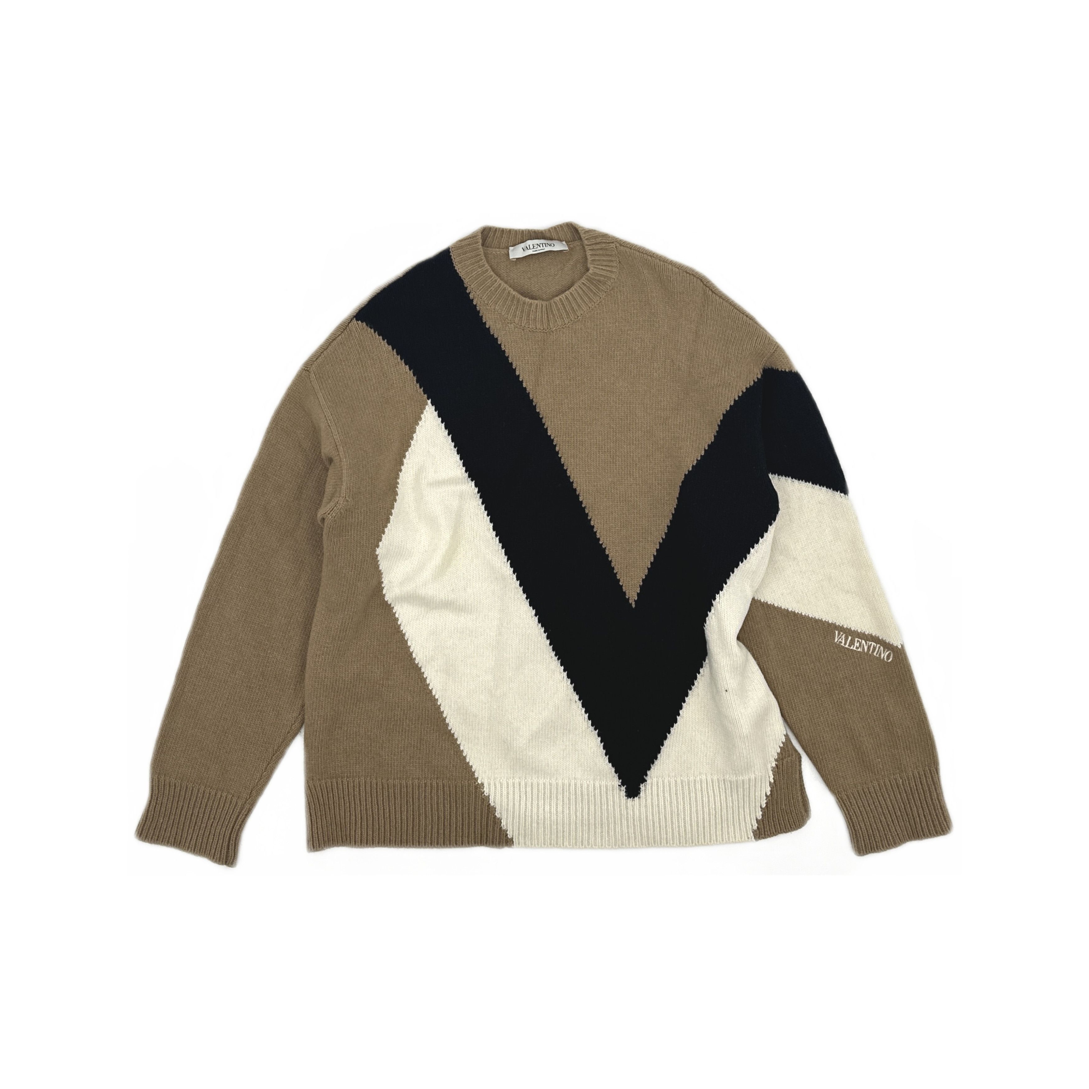 Valentino Valentino Colorblock V-Pattern Knit Sweater Size M Size US M / EU 48-50 / 2 - 1 Thumbnail