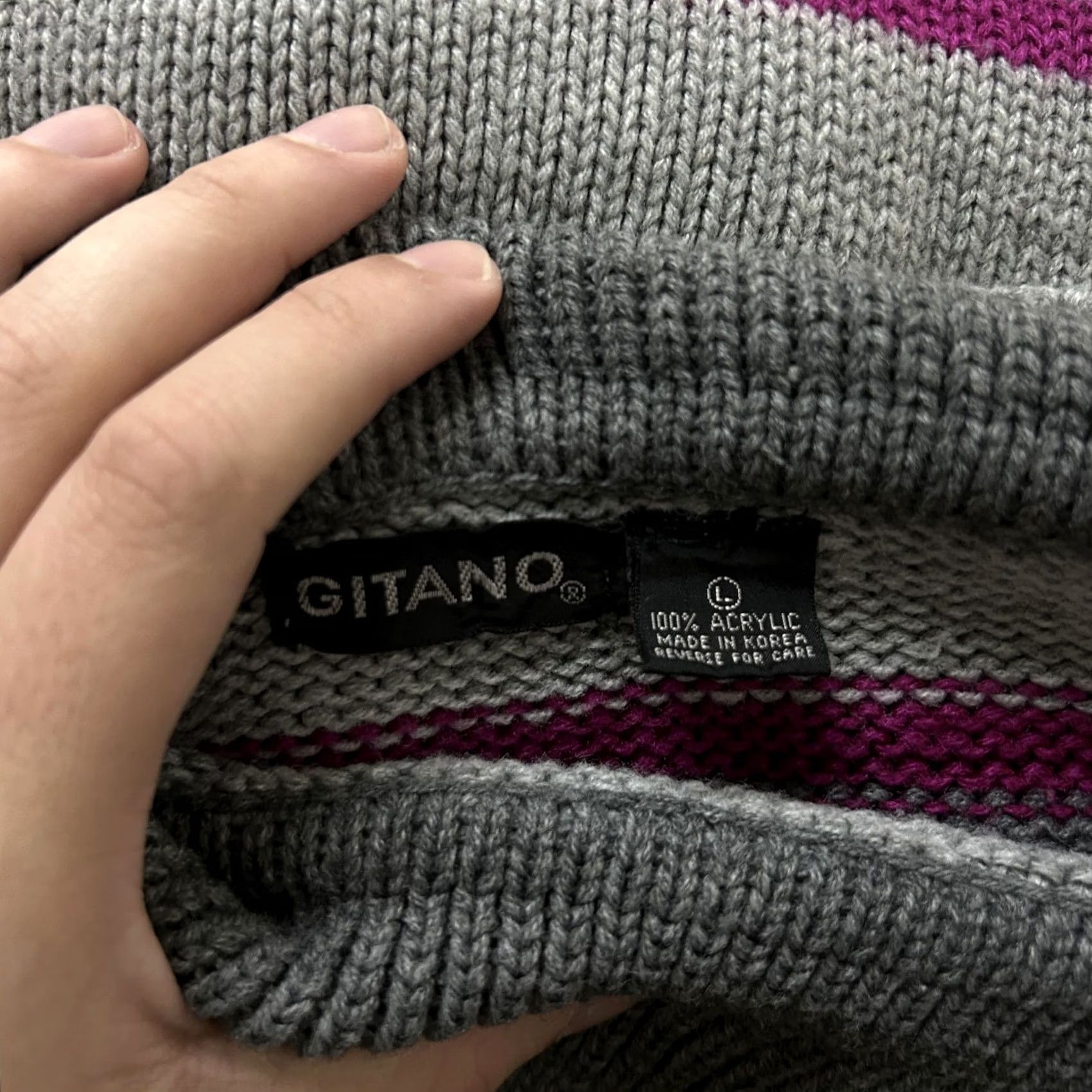 Vintage VINTAGE Gitano Sweater Dress Womens Large Gray Striped Cowl Neck Long Sleeve Size L / US 10 / IT 46 - 5 Thumbnail