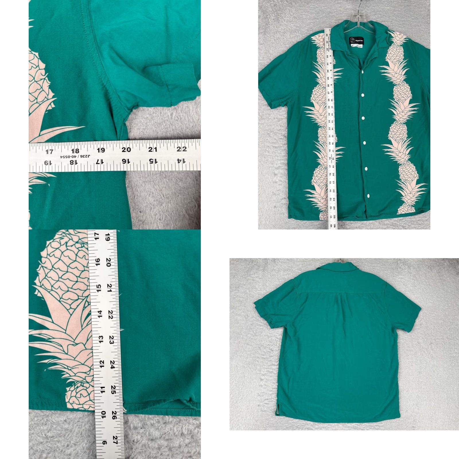 Vintage Original Use Shirt Adult Medium Green Pineapple Hawaiian 100% Rayon Button Up Size US M / EU 48-50 / 2 - 8 Thumbnail