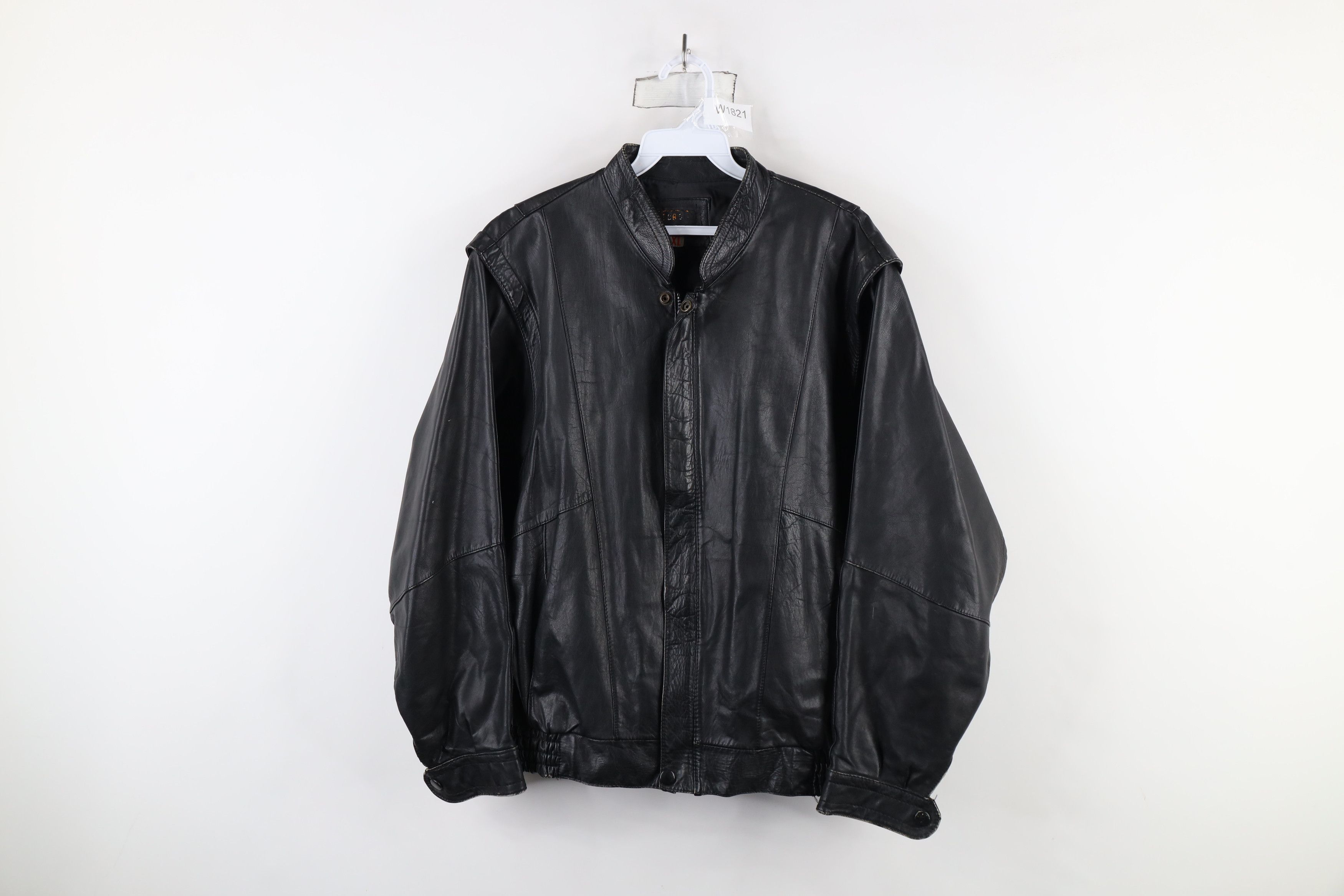 Vintage Vintage 70s Streetwear Leather Moto Bomber Jacket Black Size XL / US 12-14 / IT 48-50 - 1 Thumbnail