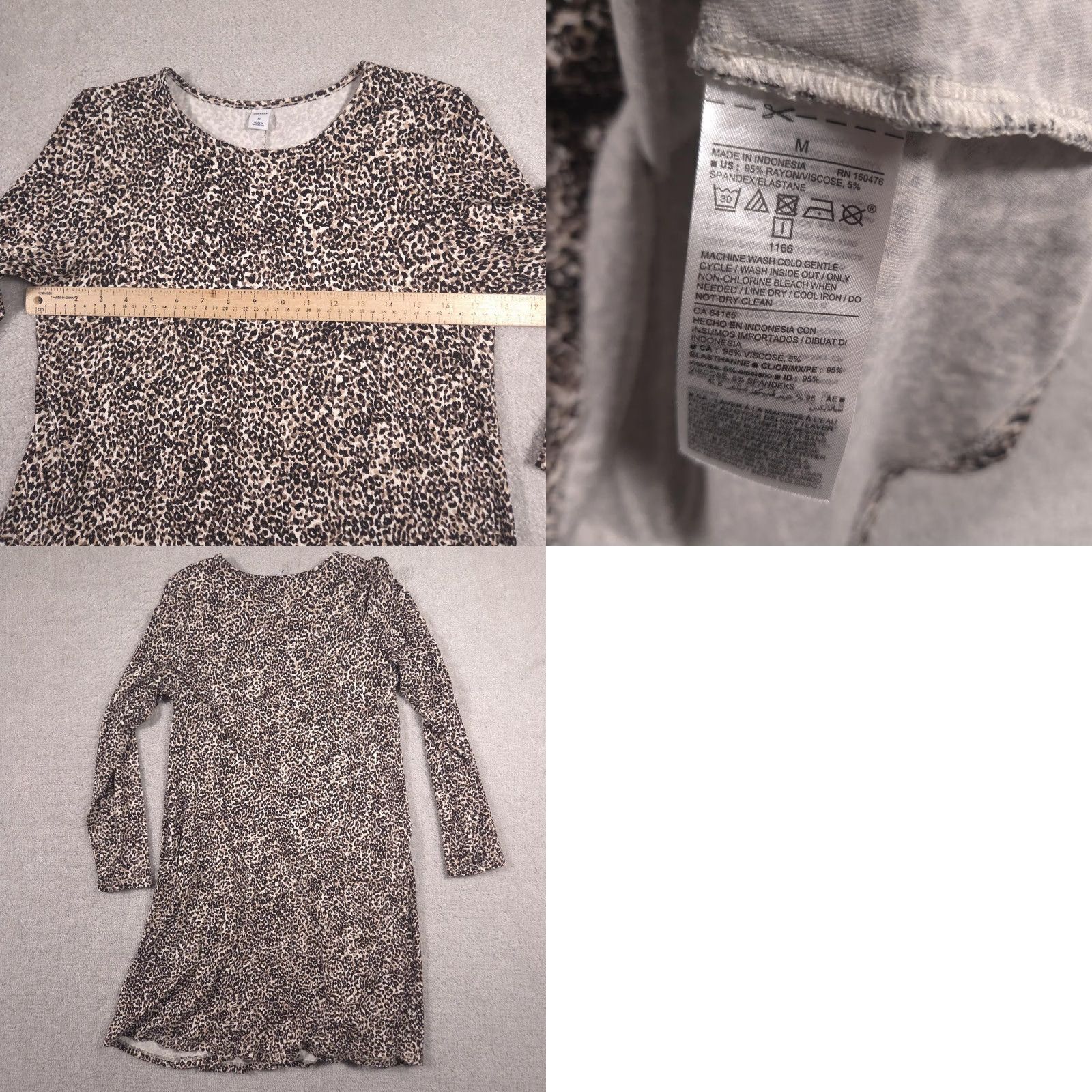 Old Navy Old Navy Dress Womens Medium Brown Leopard Print Swing Long Sleeve Scoop Neck Dress Size M / US 6-8 / IT 42-44 - 8 Thumbnail