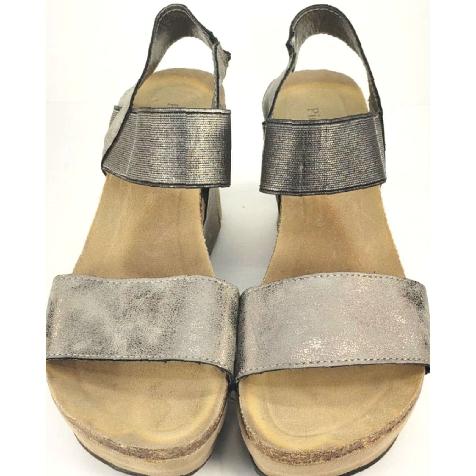 Vintage Pierre Dumas CHANTAL-2 Platform Wedge Sandals Women's Size 8 Pewter 22270 Size US 8 / IT 38 - 3 Thumbnail