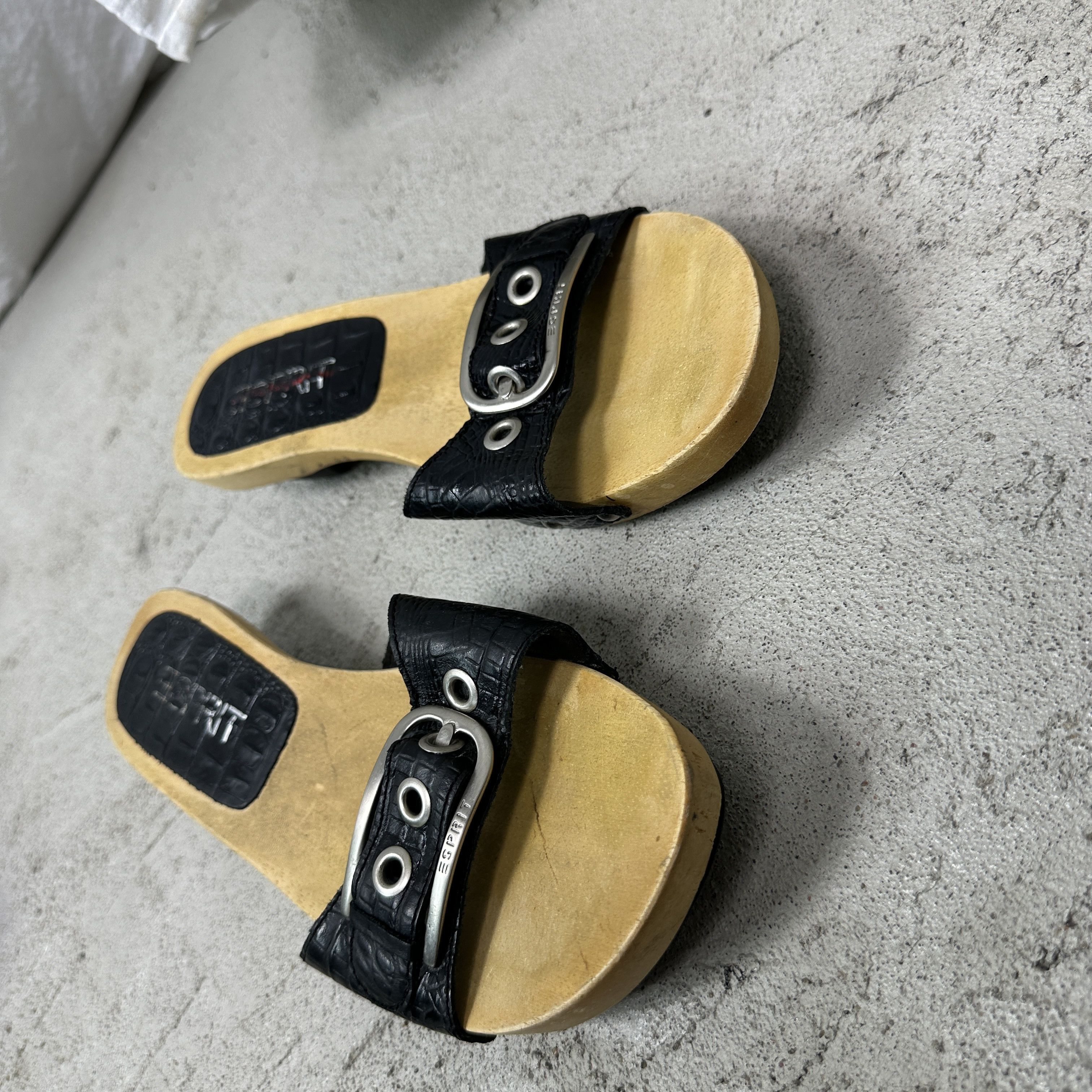 Esprit Vintage Avant Garde Wooden Casual Buckled Y2K Clogs Size US 10 / IT 40 - 5 Thumbnail