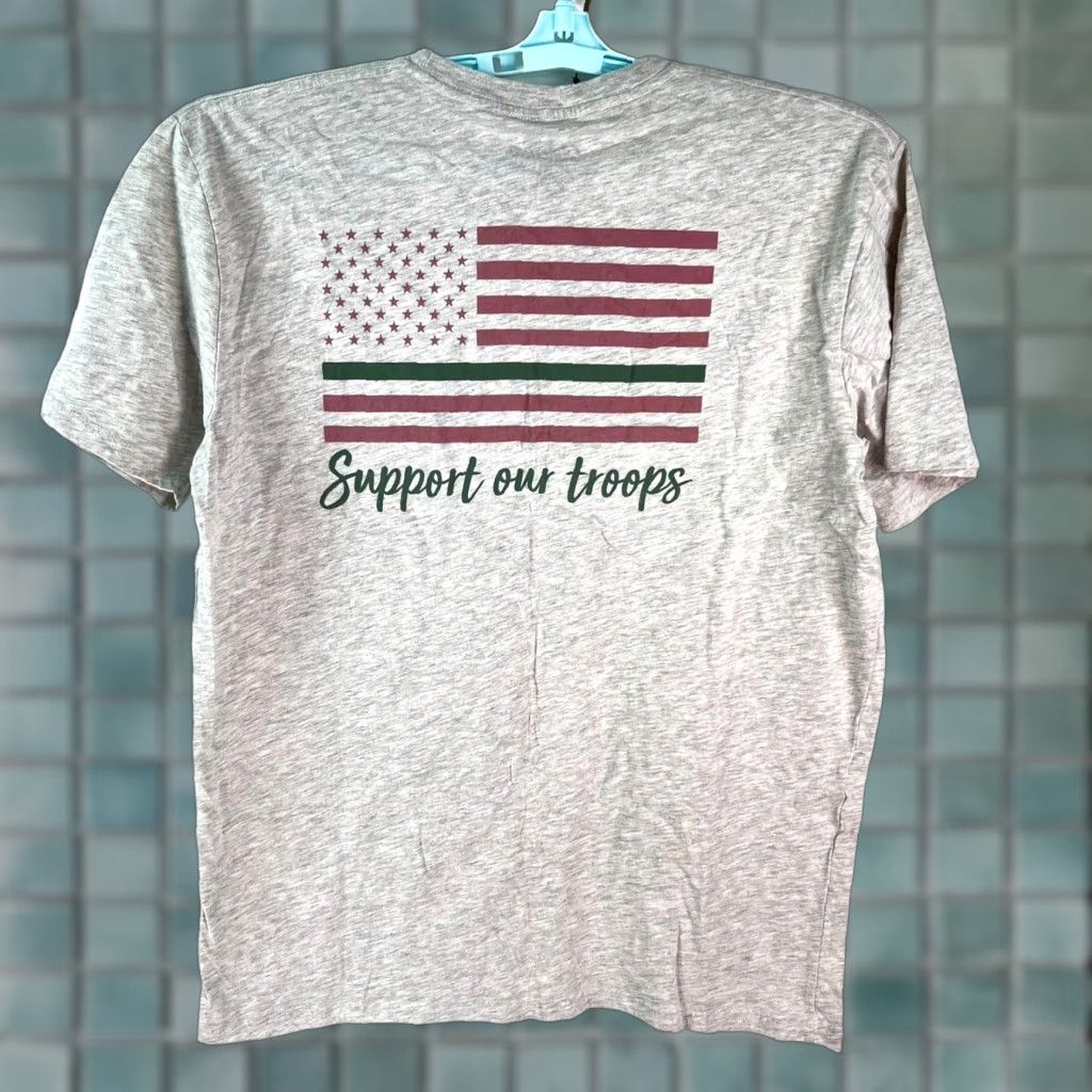 Vintage Support Our Troops American Pride Men's Graphic Print Gray T-Shirt Size XL Men's Size US XL / EU 56 / 4 - 1 Thumbnail