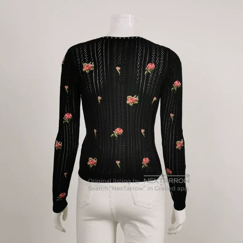 Valentino Valentino Cotton floral pattern crew neck button-down knit Size M / US 6-8 / IT 42-44 - 2 Thumbnail