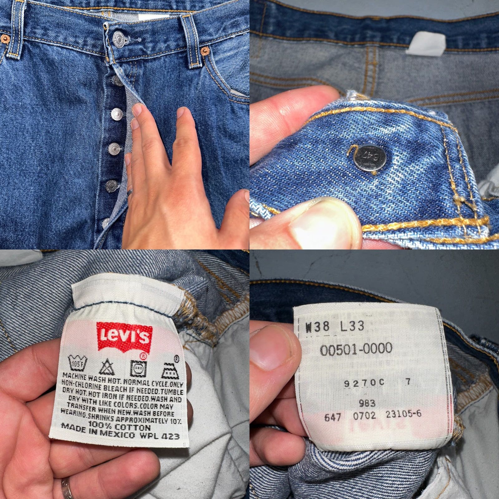 Levi's VINTAGE Levi's 501 Jeans Mens Adult Medium Blue 90s Straight Leg Cotton Denim 33in Inseam Size US 38 / EU 54 - 8 Thumbnail