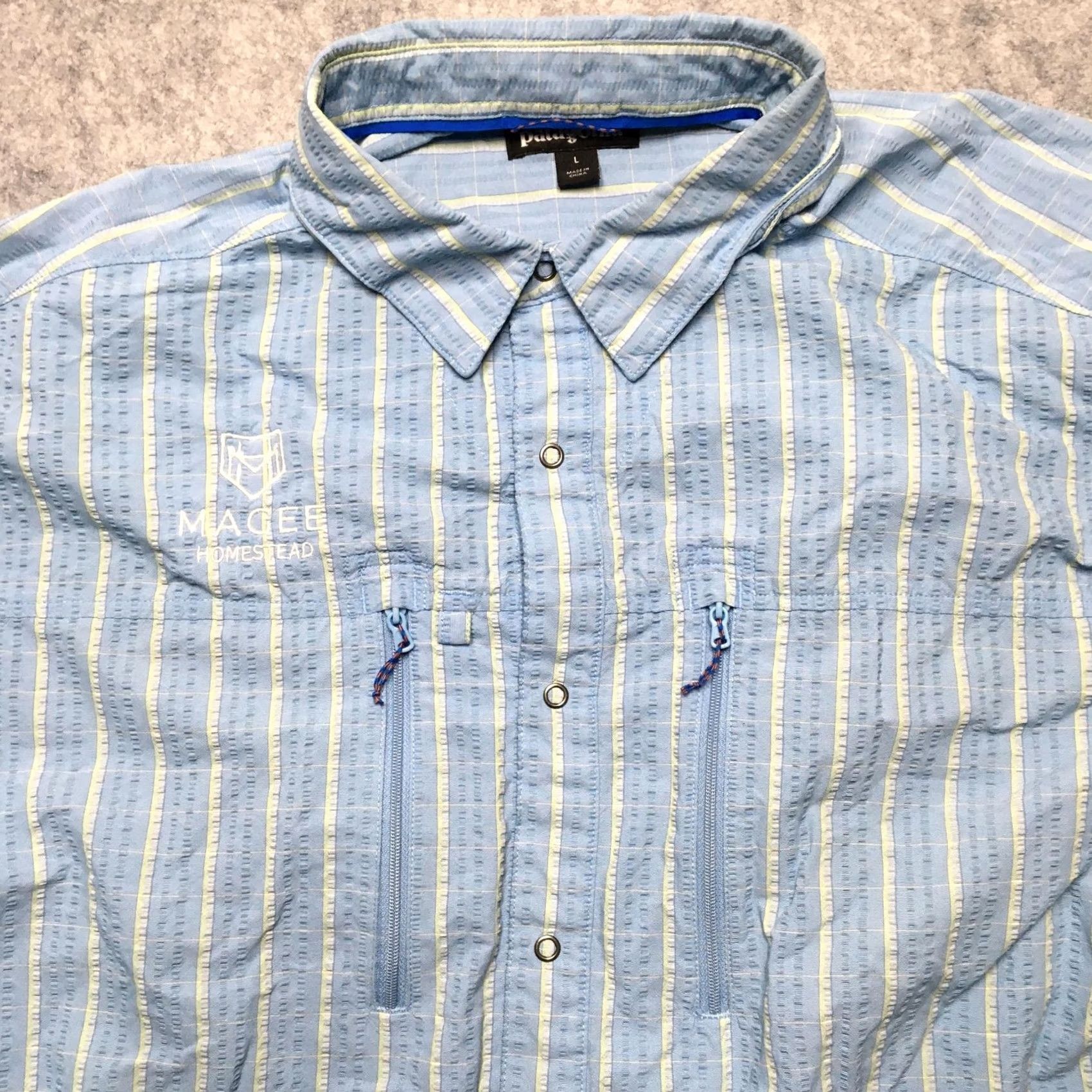 Patagonia Patagonia Shirt Mens Large Blue Stripe Snap Front Vented Fishing STY52315 Pucker Size US L / EU 52-54 / 3 - 3 Thumbnail