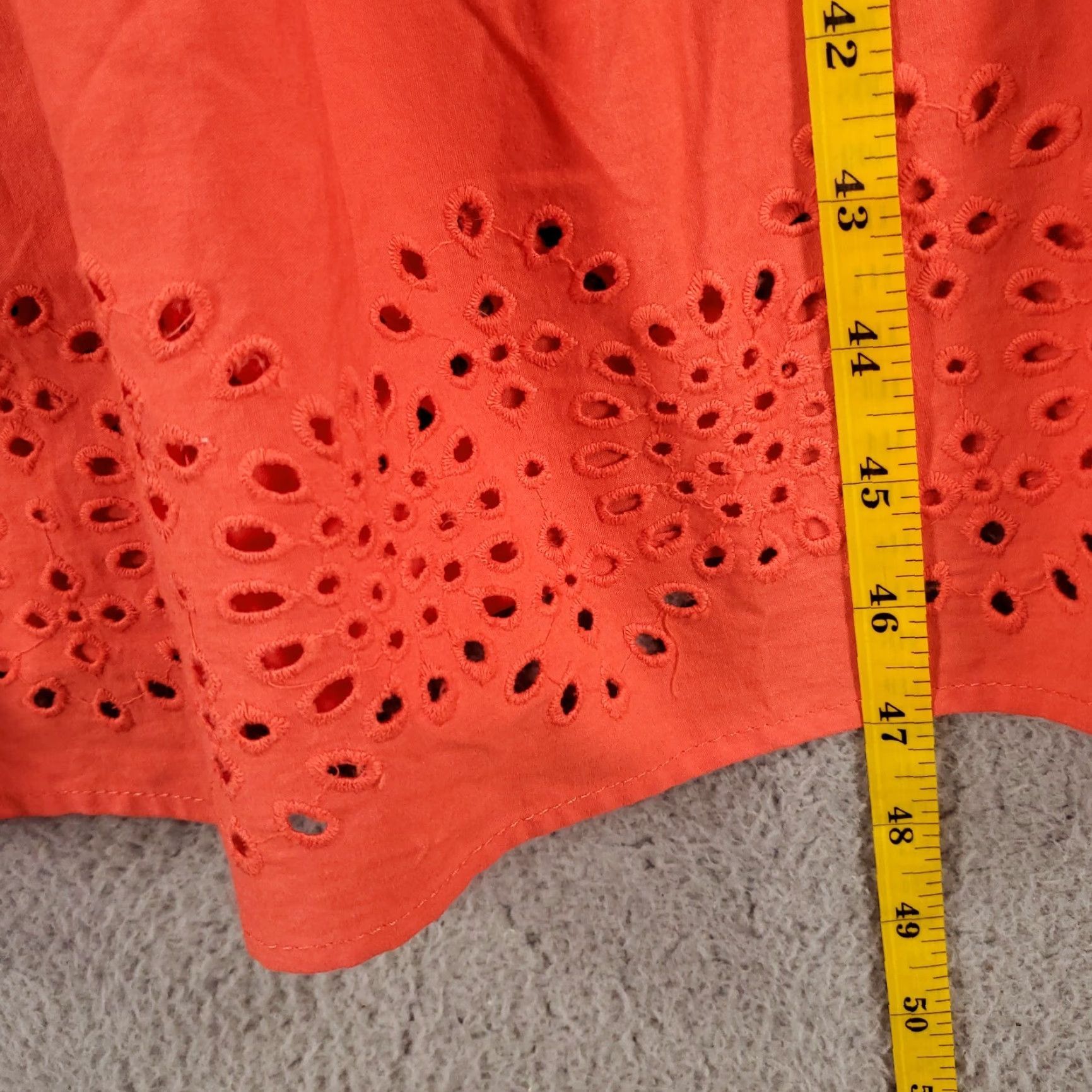 Vintage LC Lauren Conrad Dress Womens 2XL Coral Orange Ruffle Eyelet Tiered Long NWT Size XXL / US 16-18 / IT 52-54 - 5 Thumbnail