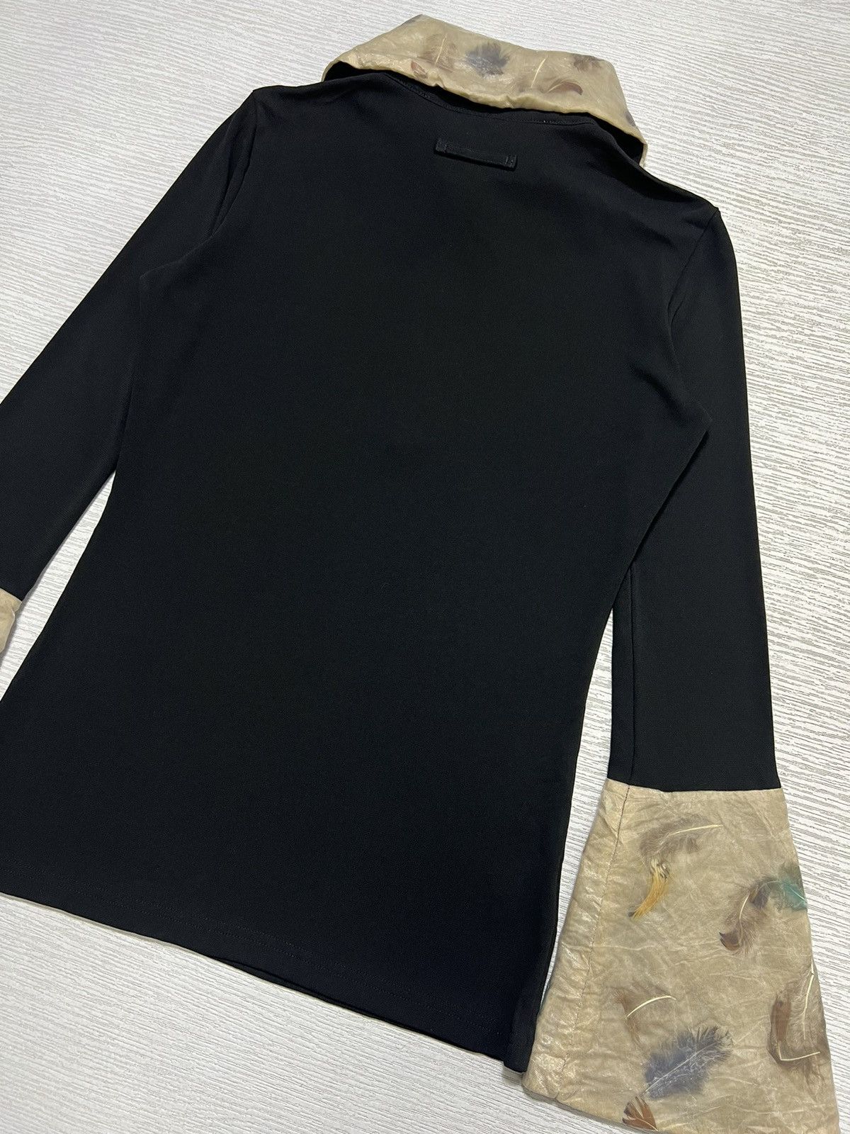 Jean Paul Gaultier 90s JPG Futuristic Feather Design Flared Cuffs Half Zip L/S Size S / US 4 / IT 40 - 12 Thumbnail