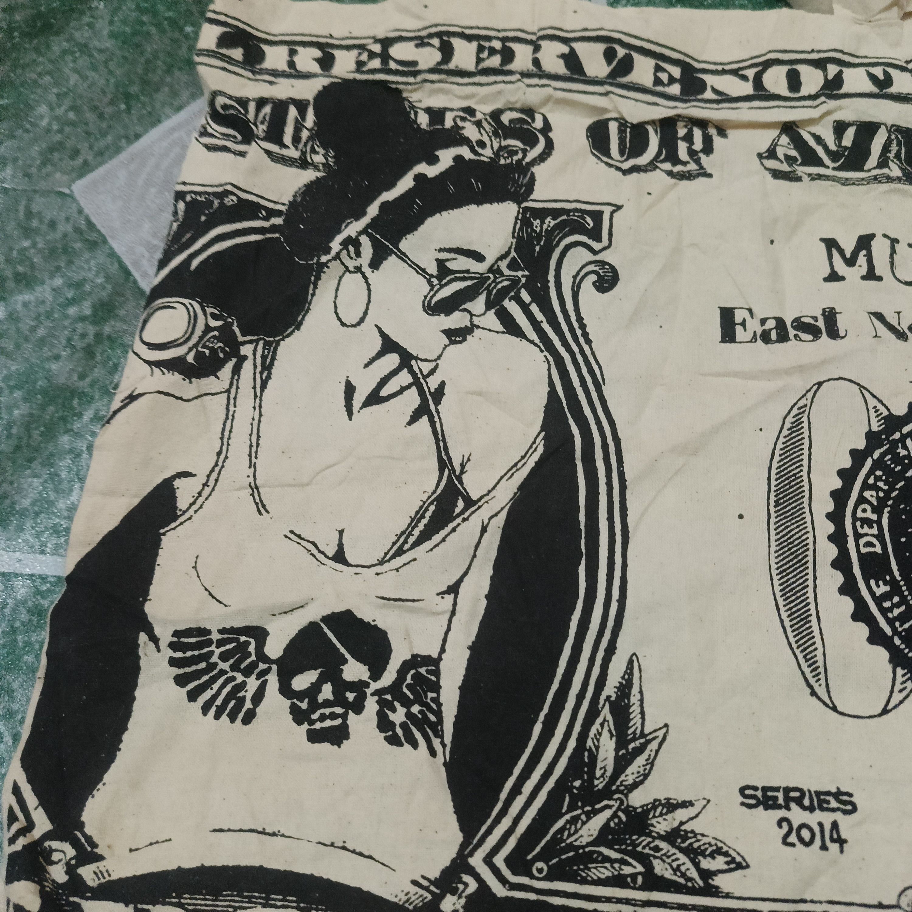 Japanese Brand Azul by moussy tote bag money dollar design shallow look Size ONE SIZE - 2 Thumbnail