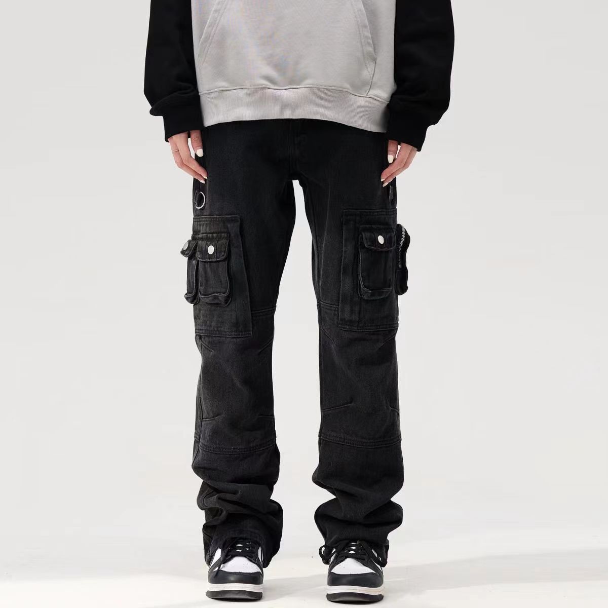 Japanese Brand × Jean Black multi-pocket micro-flare wide-leg jeans Size US 30 / EU 46 - 1 Thumbnail