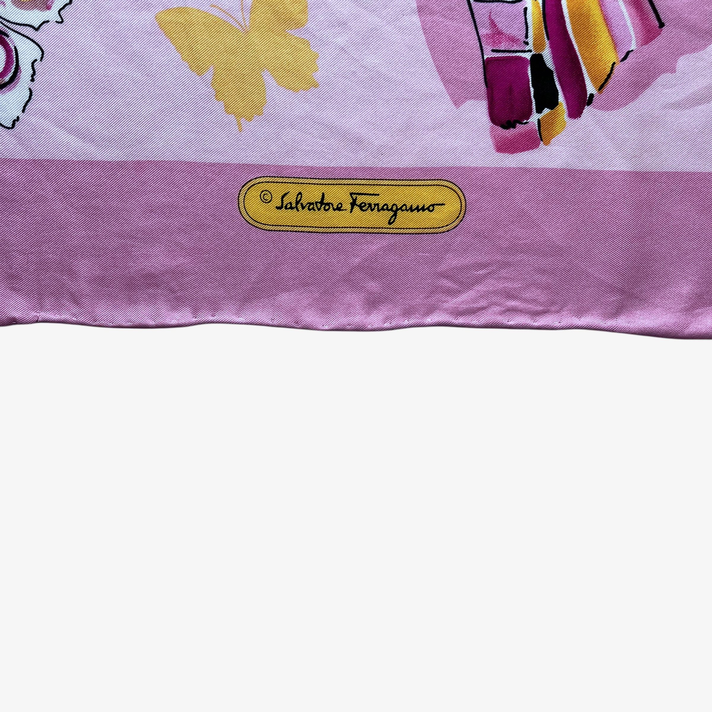 Salvatore Ferragamo Vintage 90s Salvatore Ferragamo Butterfly Print Silk Scarf Size ONE SIZE - 2 Thumbnail