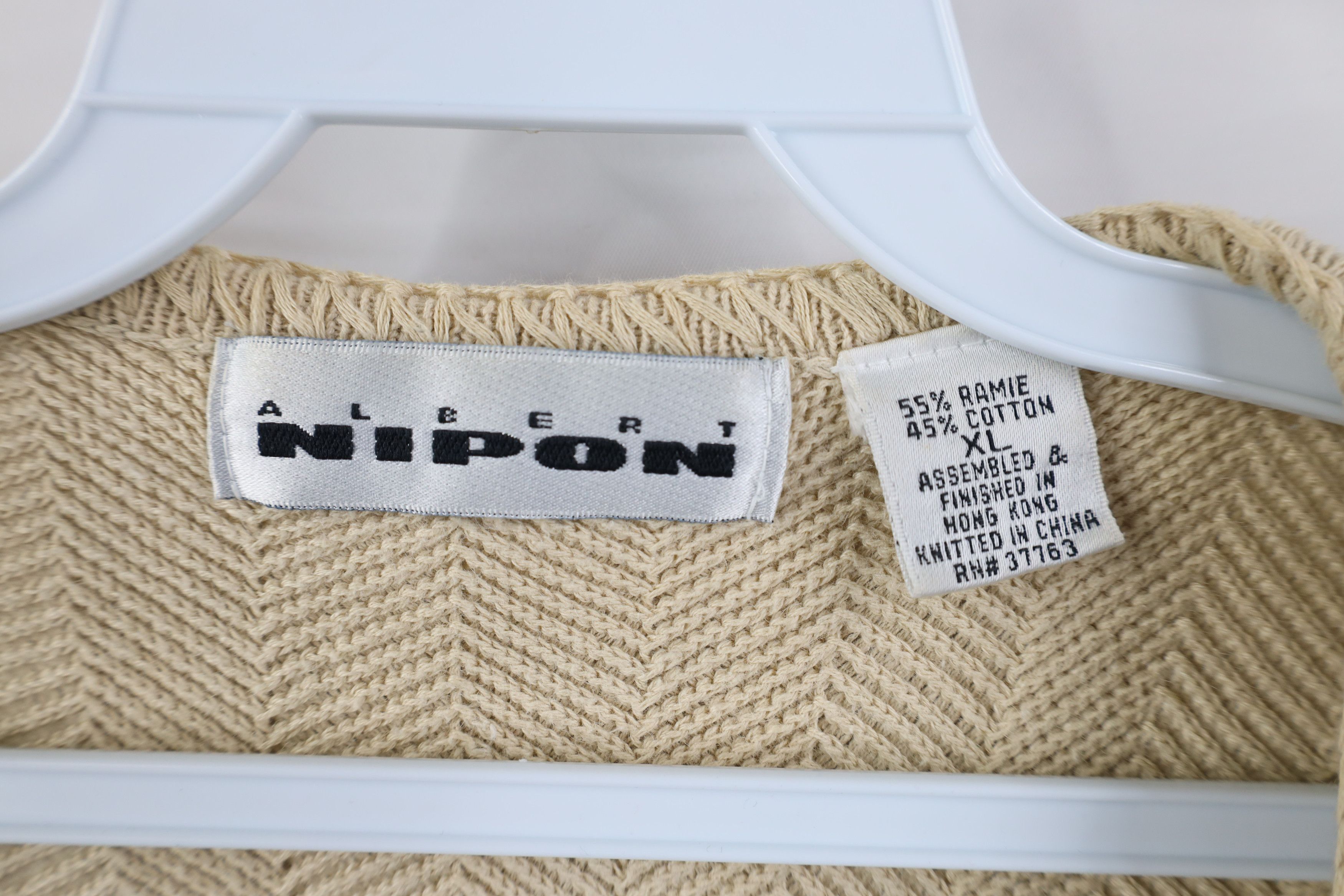 Vintage Vintage 90s Streetwear Fit Herringbone Knit Sweater Vest Size US XL / EU 56 / 4 - 8 Thumbnail