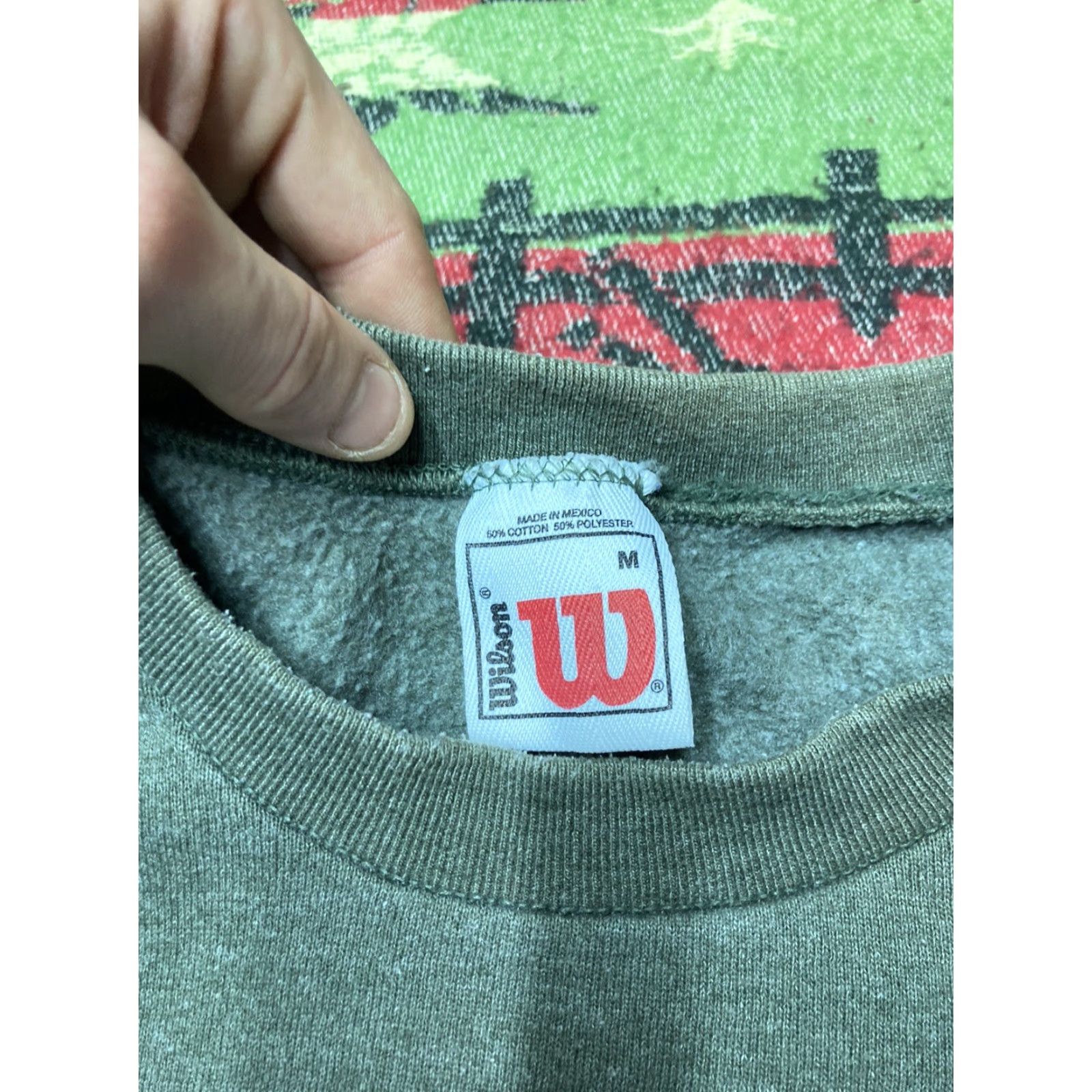 Wilson VINTAGE Wilson Sportswear Sweatshirt 90s Crewneck Olive Green Military Medium Mens Shirt Size US M / EU 48-50 / 2 - 5 Thumbnail
