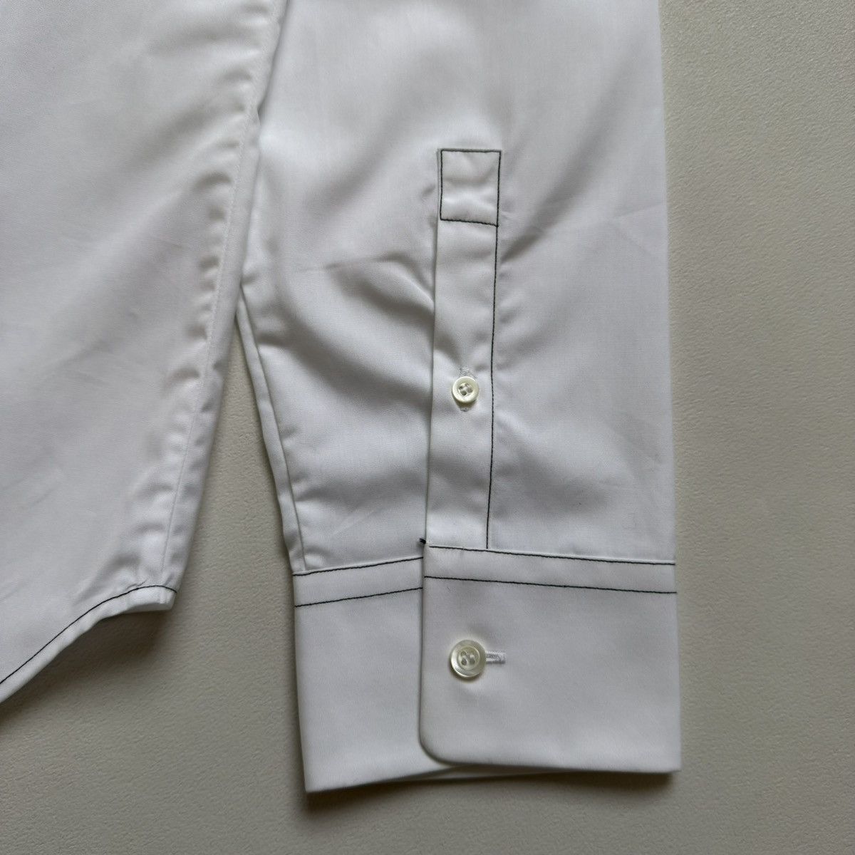 Maison Margiela S/S 18 White Cotton Contrast Stitch Shirt Size US L / EU 52-54 / 3 - 14 Thumbnail