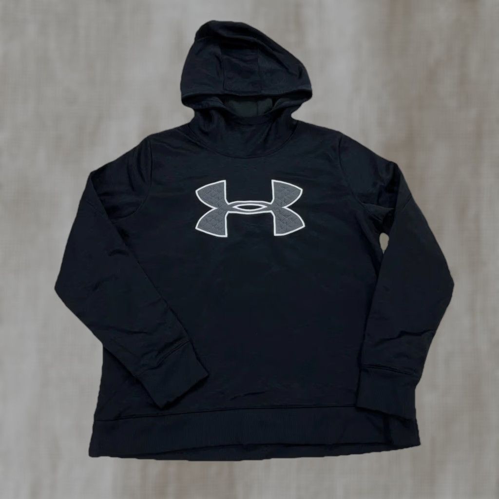 Under Armour Under Armour Hoodie Women L Black Gray Sweatshirt Pullover Fleece Moisture Wicking Hooded Logo Comfortable Casual Activewear Size L / US 10 / IT 46 - 1 Thumbnail