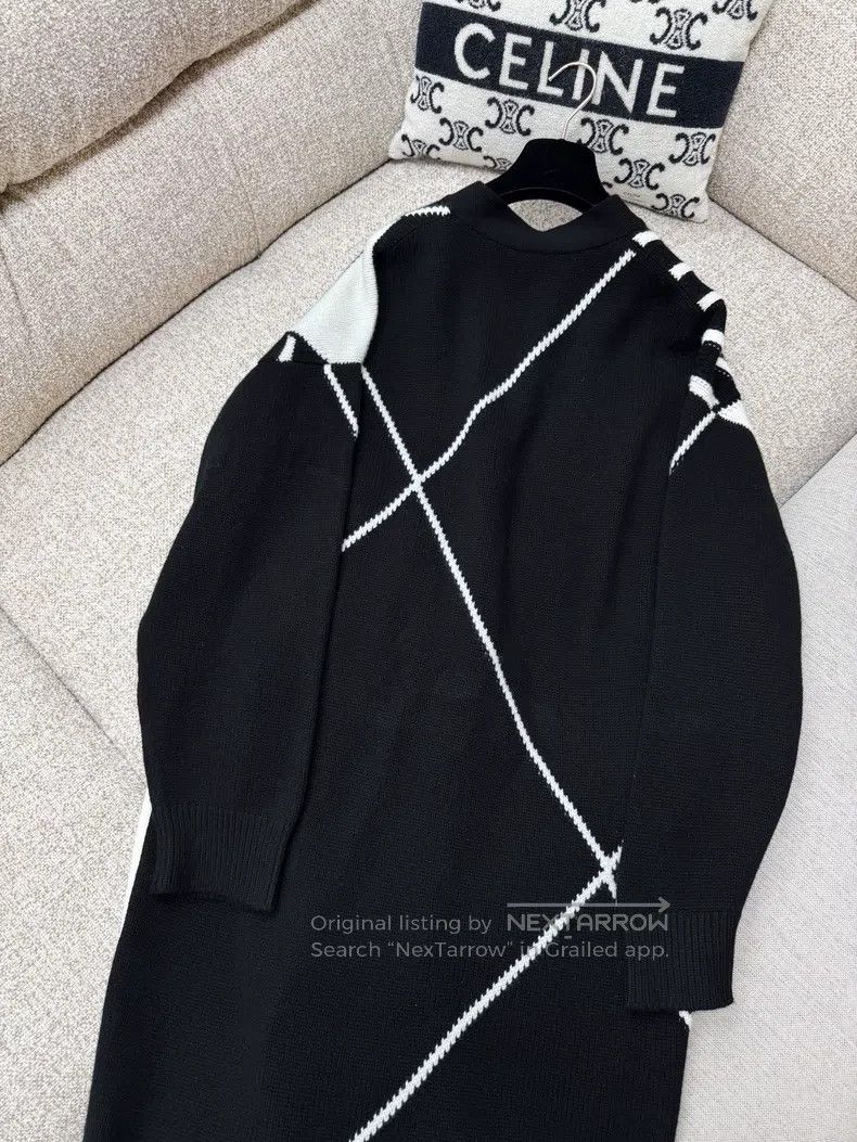 Hermes Hermes Black and White Long Cashmere Open Cardigan Coat Size XXS / US 00 / IT 34 - 2 Thumbnail