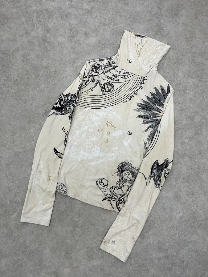 Just Cavalli AW2003 Cavalli Beige Turtleneck Longsleeve Size XS / US 0-2 / IT 36-38 - 4 Thumbnail
